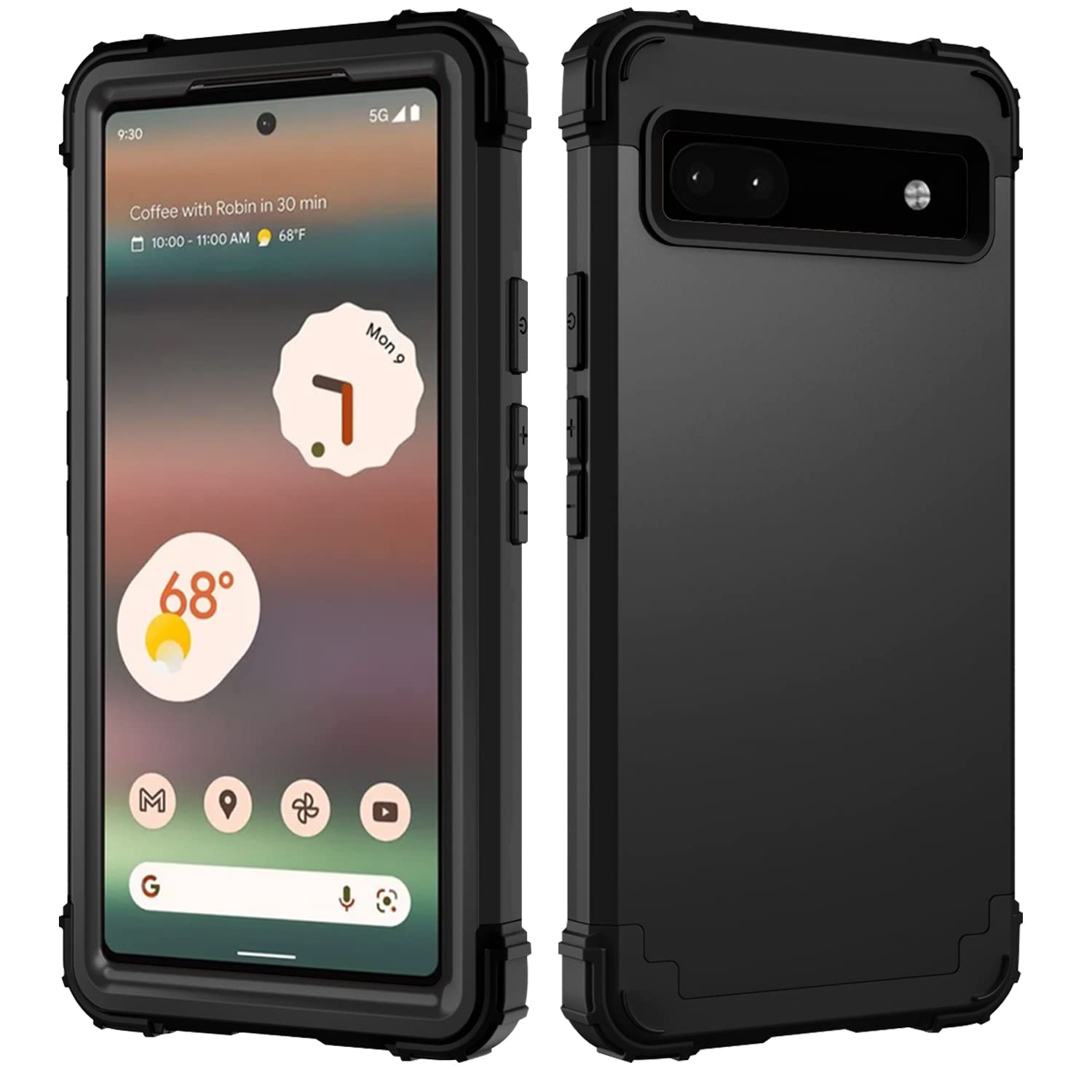 Google Pixel 6A Case, Soft Silicone Rubber & PC Back Cover + Hard Bumper Three Layer Heavy Duty Shockproof Protective Case for Google Pixel 6A