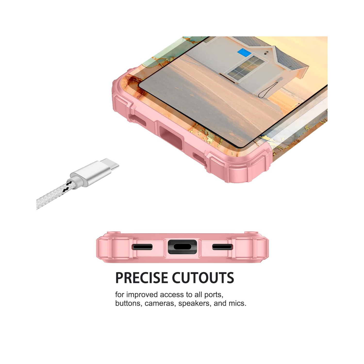 Google Pixel 6A Case, Heavy Duty Shockproof Protection Hard Plastic+Silicone Rubber Hybrid 3 in 1 Drop Protective Case for Google Pixel 6A Orange