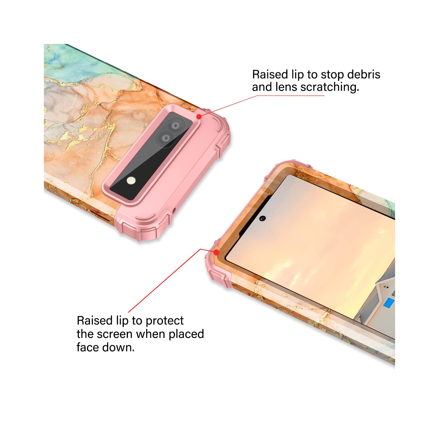 Google Pixel 6A Case, Heavy Duty Shockproof Protection Hard Plastic+Silicone Rubber Hybrid 3 in 1 Drop Protective Case for Google Pixel 6A Orange