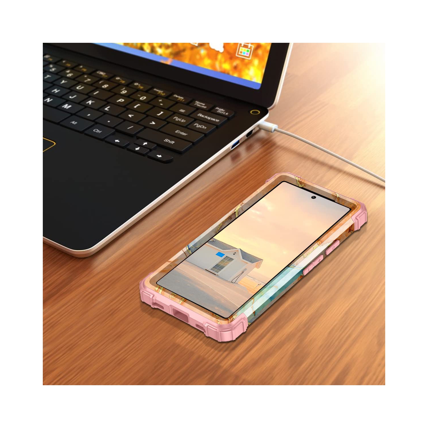 Google Pixel 6A Case, Heavy Duty Shockproof Protection Hard Plastic+Silicone Rubber Hybrid 3 in 1 Drop Protective Case for Google Pixel 6A Orange