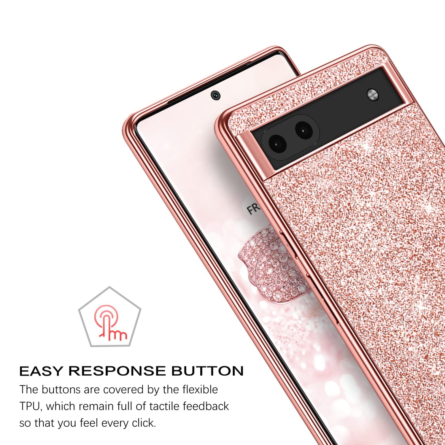 Pixel 6a Case, Google Pixel 6a Case Glitter Bling Sparkle Shockproof Protective Hybrid Hard PC Soft TPU Bumper Protection Slim Cute Women Girls Case