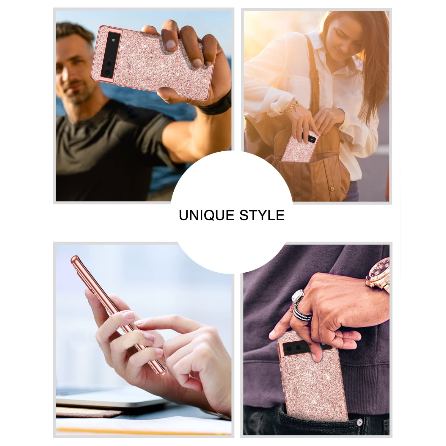 Pixel 6a Case, Google Pixel 6a Case Glitter Bling Sparkle Shockproof Protective Hybrid Hard PC Soft TPU Bumper Protection Slim Cute Women Girls Case