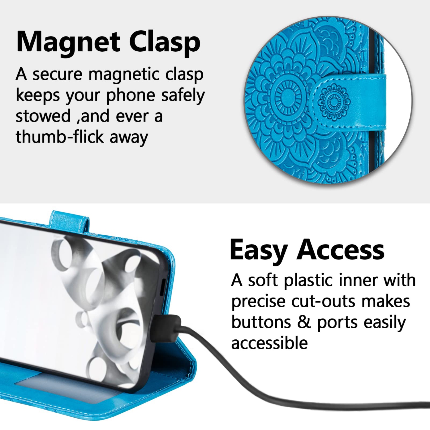 Mandala Case for Google Pixel 6A, Premium Leather Case Wallet with Card Slots Magnetic Stand Protective Cover Ultra Slim Case with Lanyard,Embossed