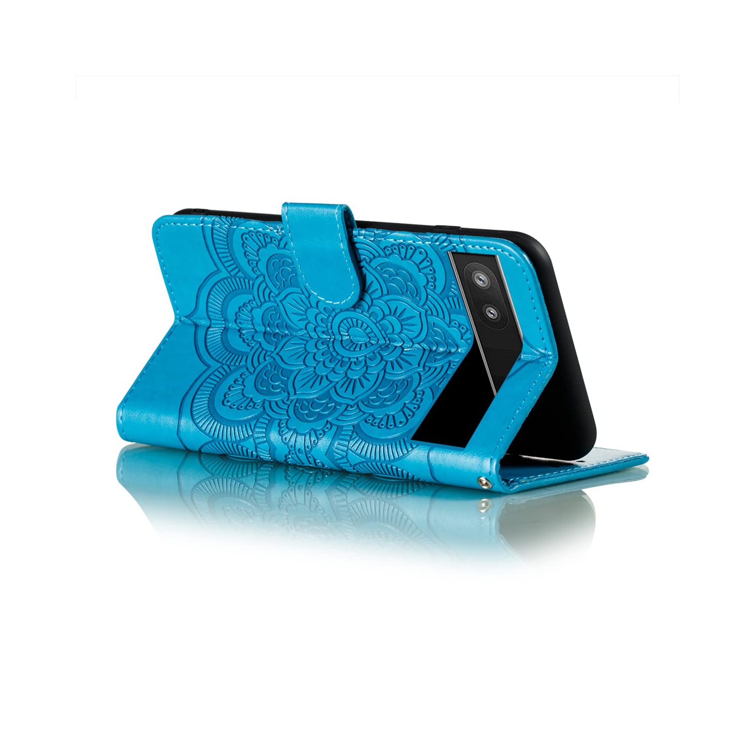 Mandala Case for Google Pixel 6A, Premium Leather Case Wallet with Card Slots Magnetic Stand Protective Cover Ultra Slim Case with Lanyard,Embossed