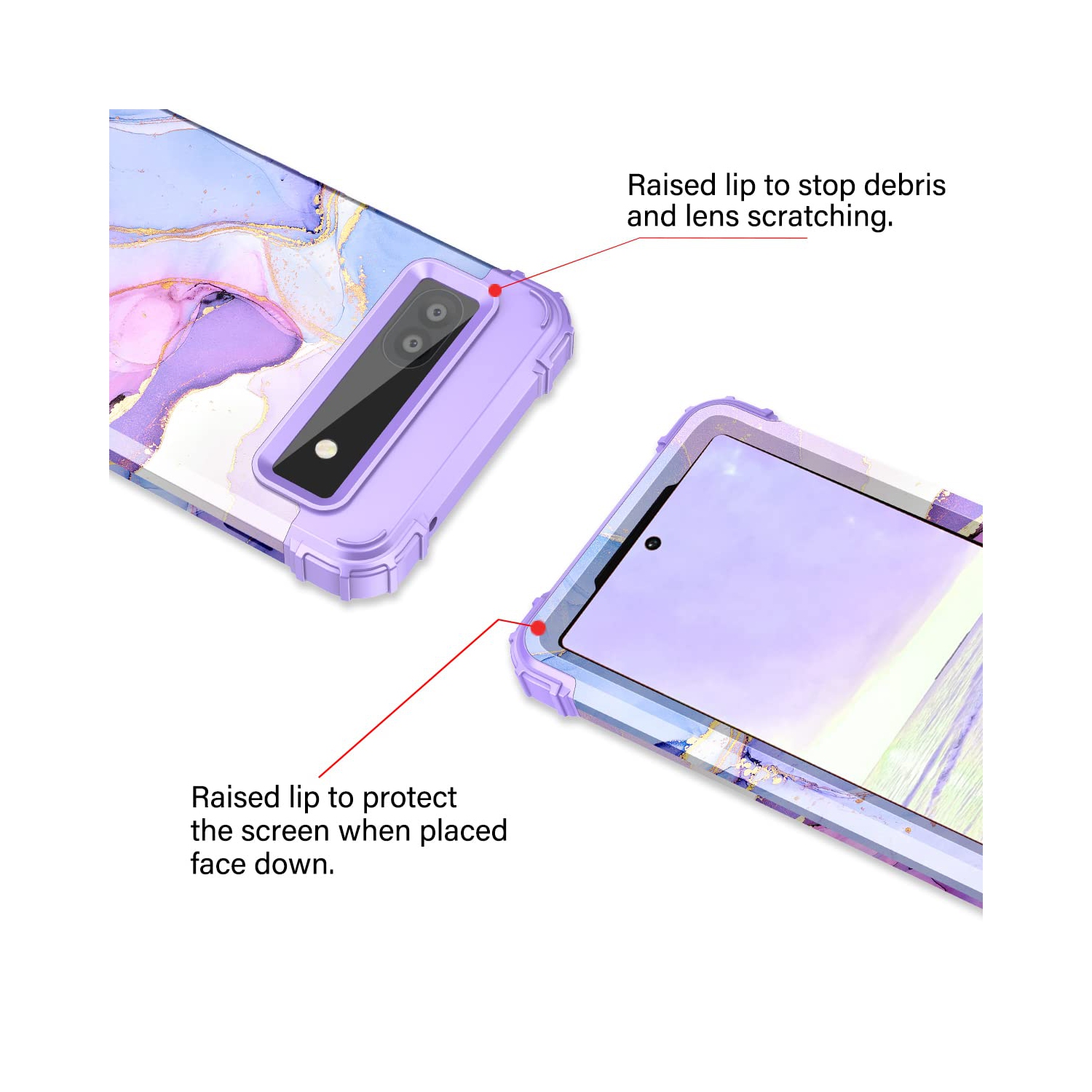 Google Pixel 6A Case, Heavy Duty Shockproof Protection Hard Plastic+Silicone Rubber Hybrid 3 in 1 Drop Protective Case for Google Pixel 6A Purple