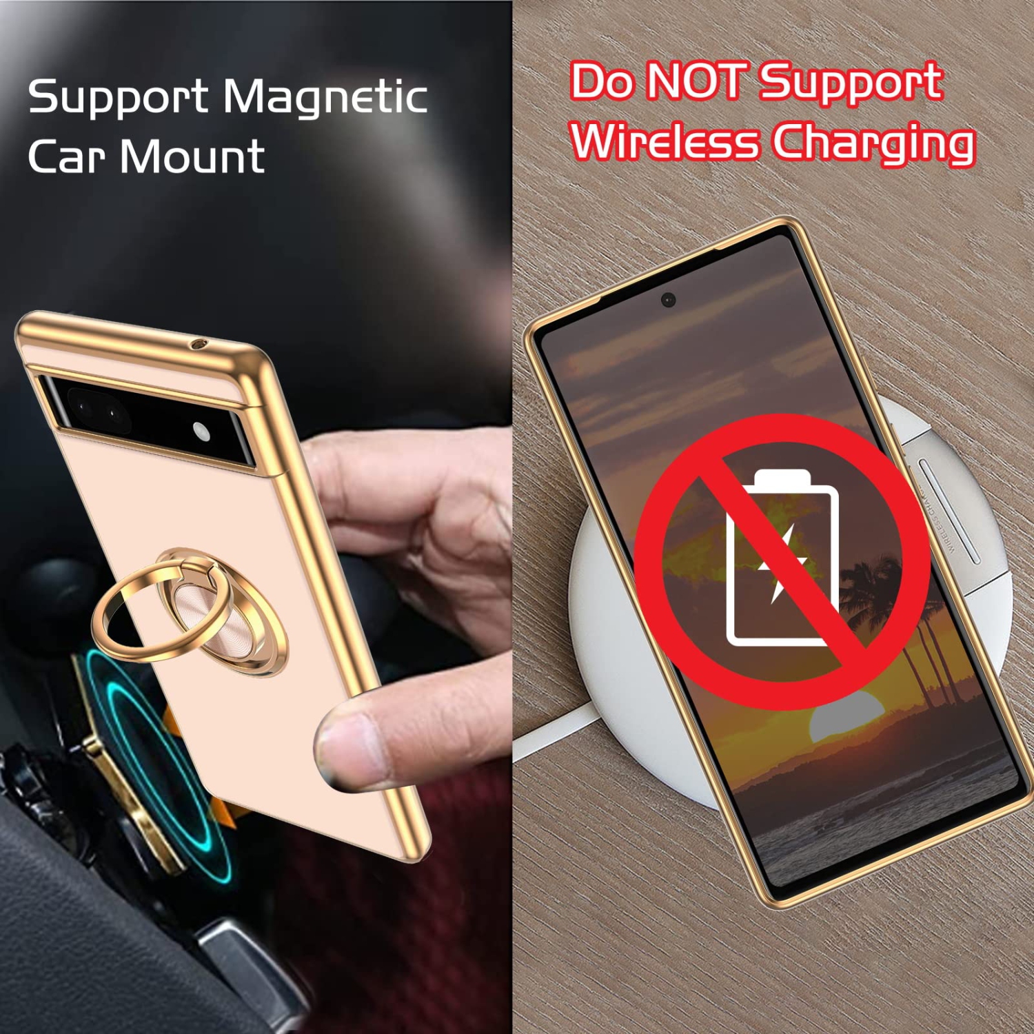 Google Pixel 6A Case, Pixel 6A Case 2022 with Ring Holder Edge Plating Rotation Kickstand Soft Silicone TPU for Women Girls Slim Flexible Anti Slip