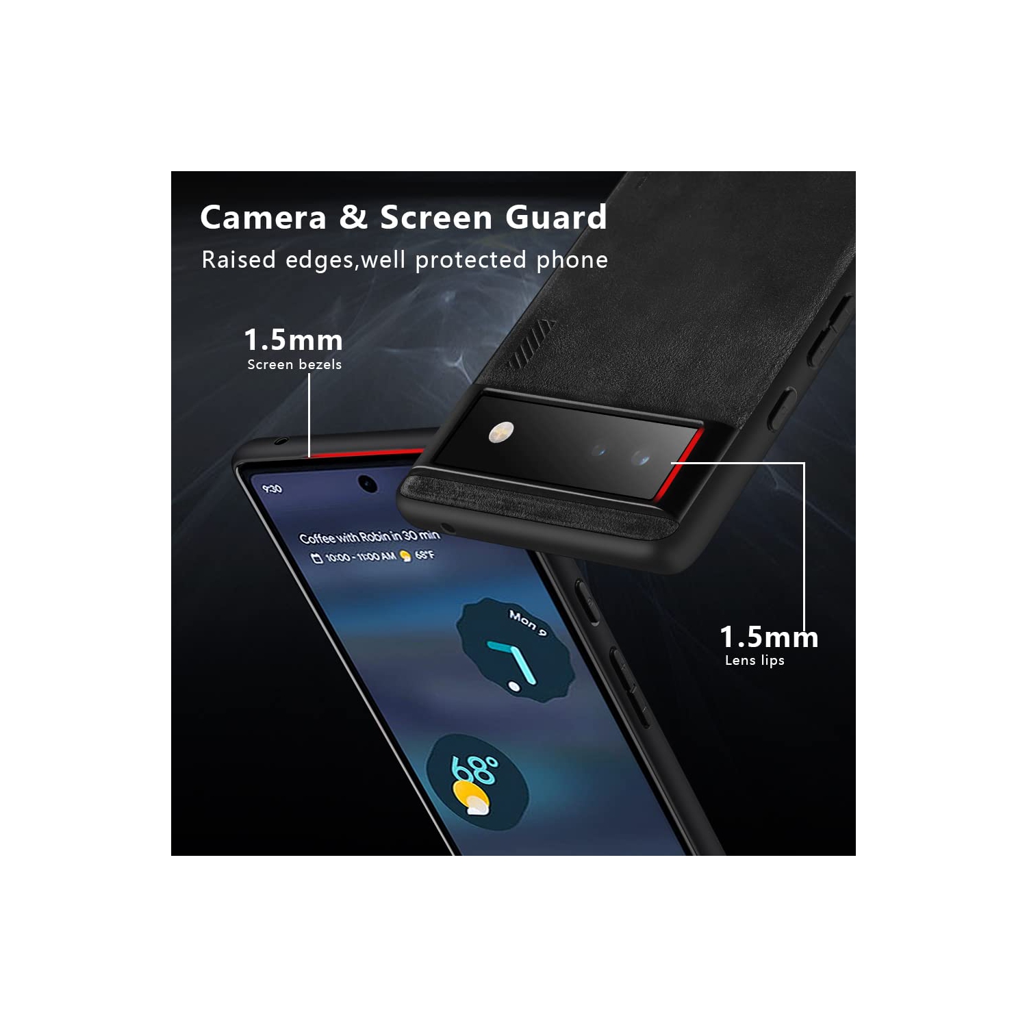 Google Pixel 6A Case Drop Protective Thin Dual Layer Shockproof Bumper Cases Full Body Rugged Hard PC Back Anti-Scratch Microfiber Surface with Grip