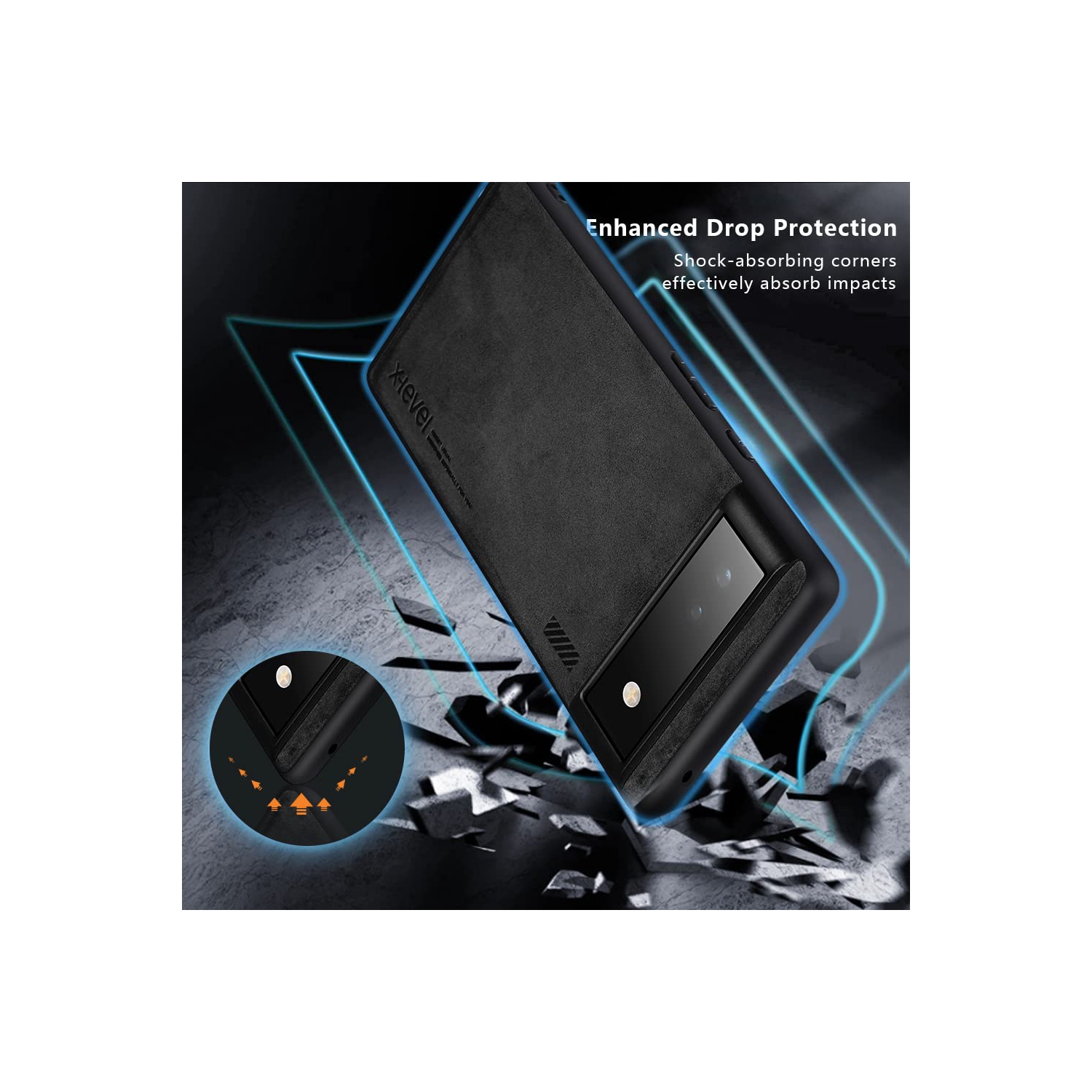 Google Pixel 6A Case Drop Protective Thin Dual Layer Shockproof Bumper Cases Full Body Rugged Hard PC Back Anti-Scratch Microfiber Surface with Grip