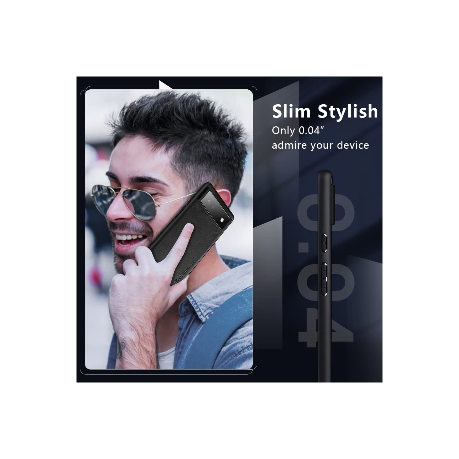 Google Pixel 6A Case Drop Protective Thin Dual Layer Shockproof Bumper Cases Full Body Rugged Hard PC Back Anti-Scratch Microfiber Surface with Grip