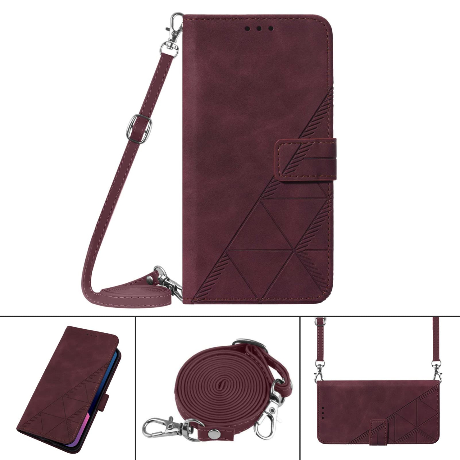 for Google Pixel 6a Wallet Case, Crossbody Lanyard Case with Card Holder PU Leather Kickstand Shockproof Protective Flip Cover for Google Pixel 6a