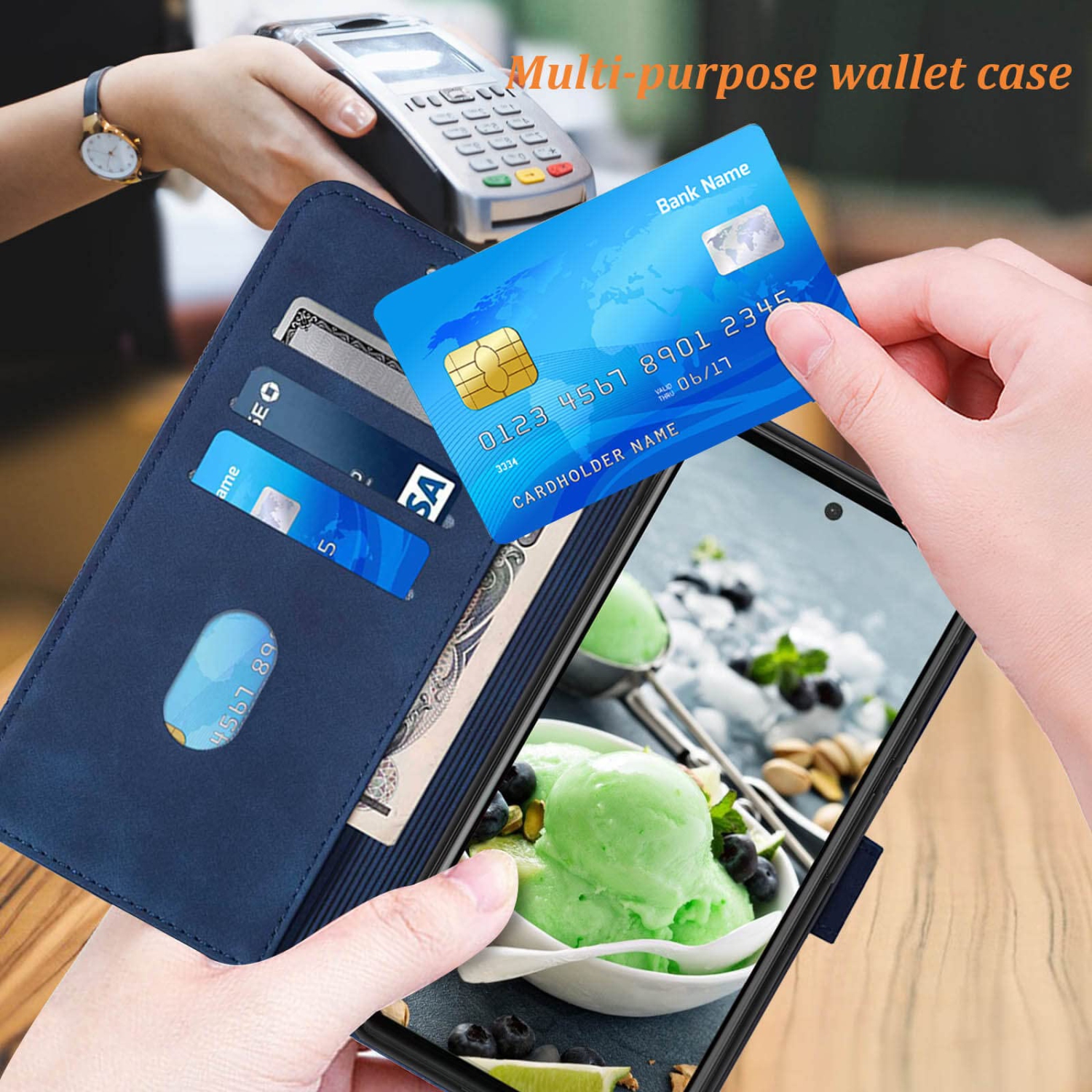 Wallet Case for Pixel 6a, Kickstand Wrist Strap Card Holder Slots TPU Interior Protective for Pixel 6a Case,PU Leather Folio Flip Cover for Google