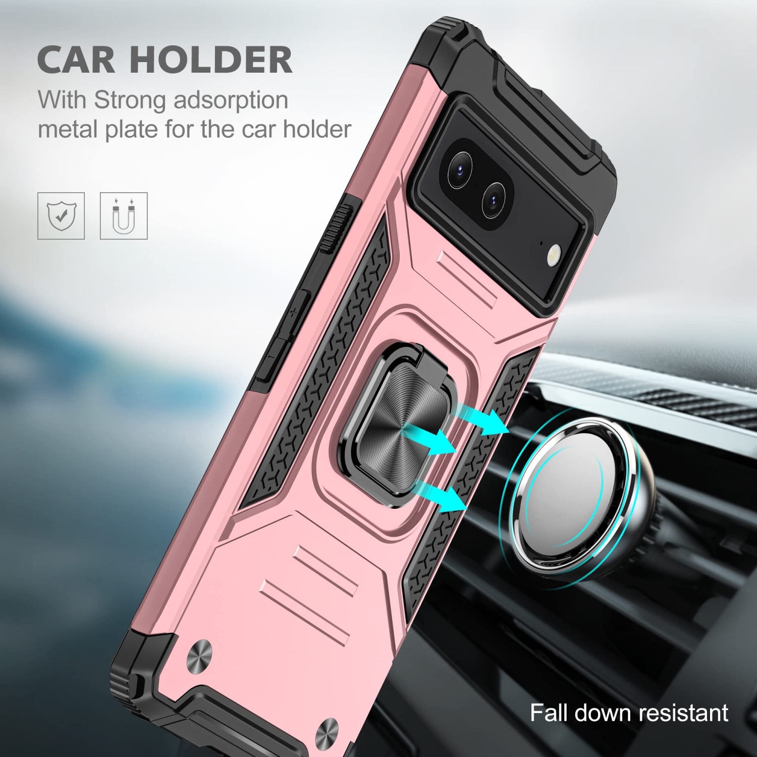 Heavy Duty Ring Kickstand Case for Google Pixel 6a, Military Grade Shockproof Protective with Rotatable Ring Phone Cover for Google Pixel 6a