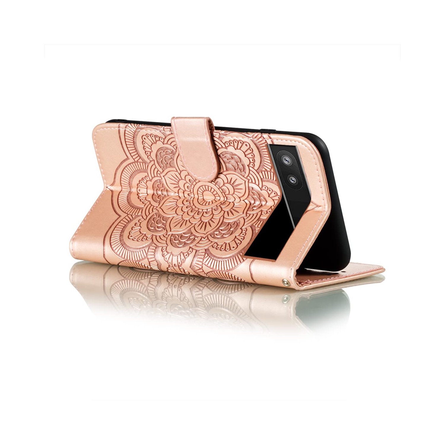 Mandala Case for Google Pixel 6A, Premium Leather Case Wallet with Card Slots Magnetic Stand Protective Cover Ultra Slim Case with Lanyard,Embossed