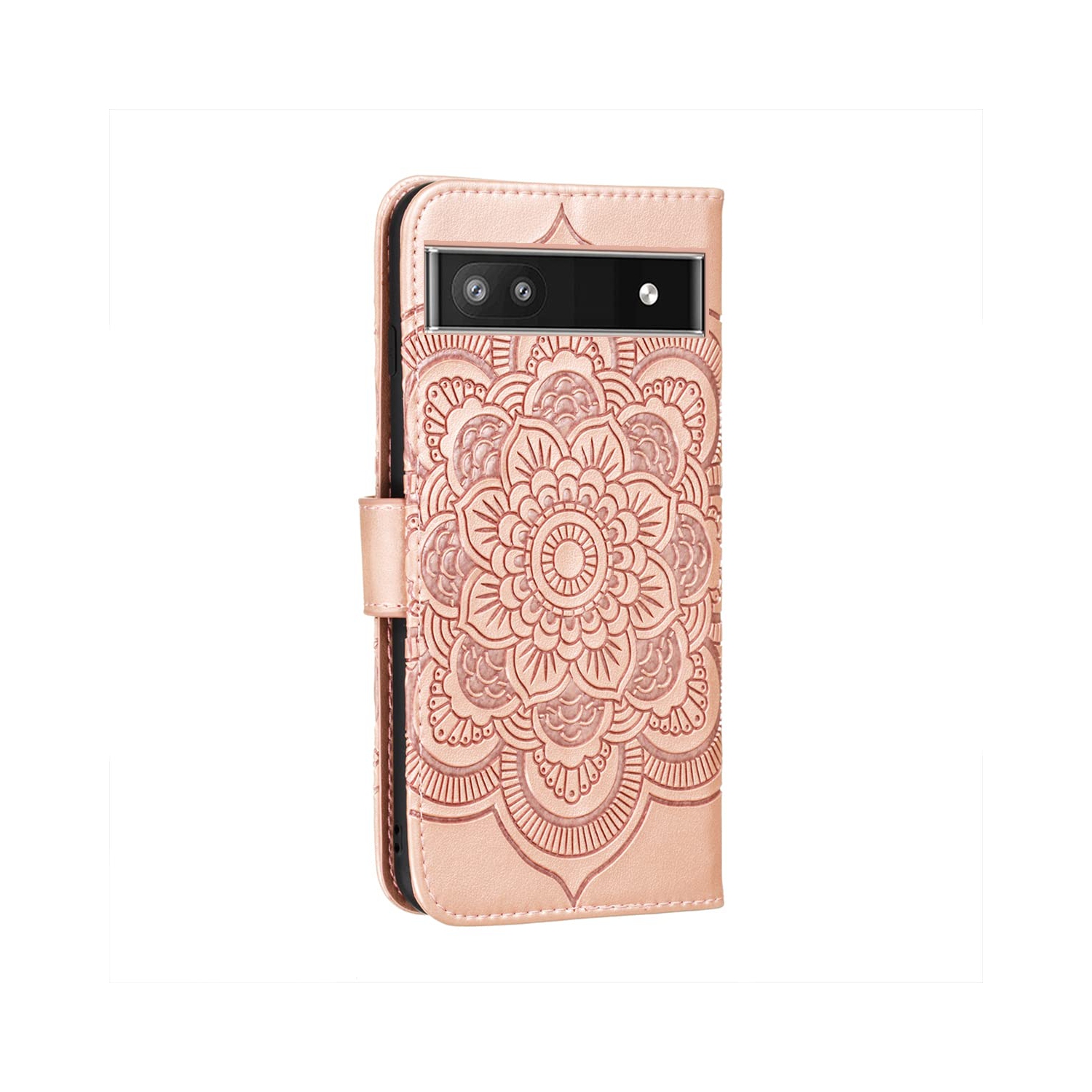 Mandala Case for Google Pixel 6A, Premium Leather Case Wallet with Card Slots Magnetic Stand Protective Cover Ultra Slim Case with Lanyard,Embossed