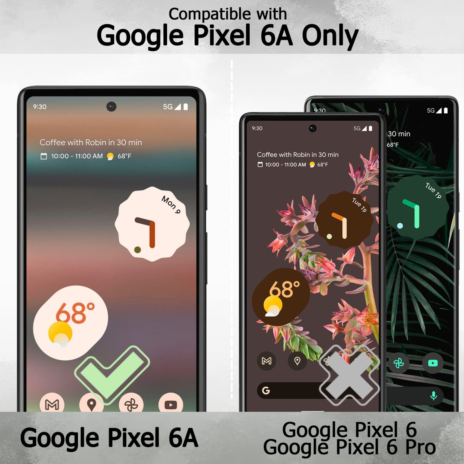 5 in 1 for Google Pixel 6A 5G Phone Case, Ring Kickstand Case with Screen Protector and Camera Lens Protector for Google Pixel 6A 5G, Drop Protection