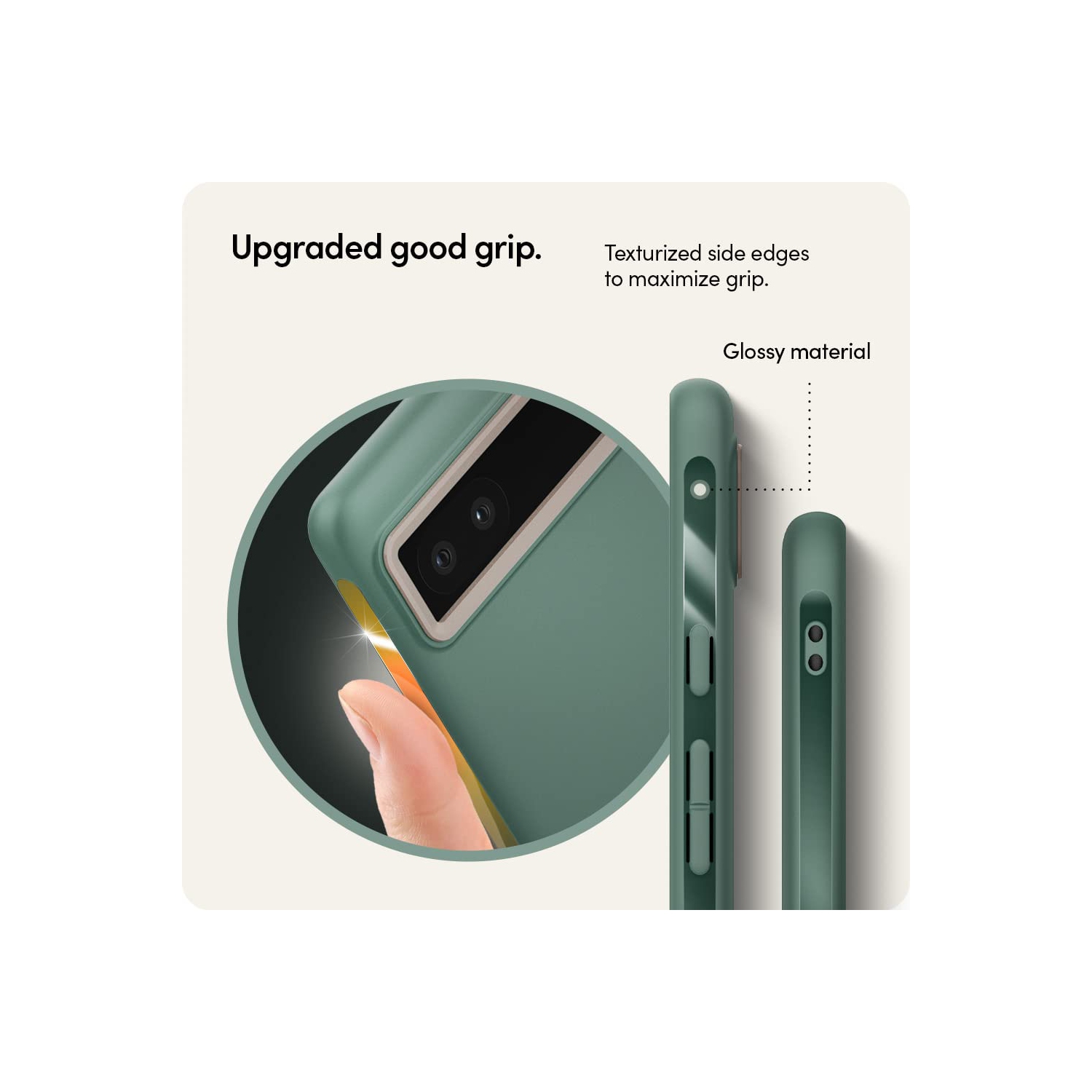 Color Brick Compatible with Pixel 6a Case 5G, Dust-Resistant Silicone-Feel TPU with Protective PC Camera Ring - Kale