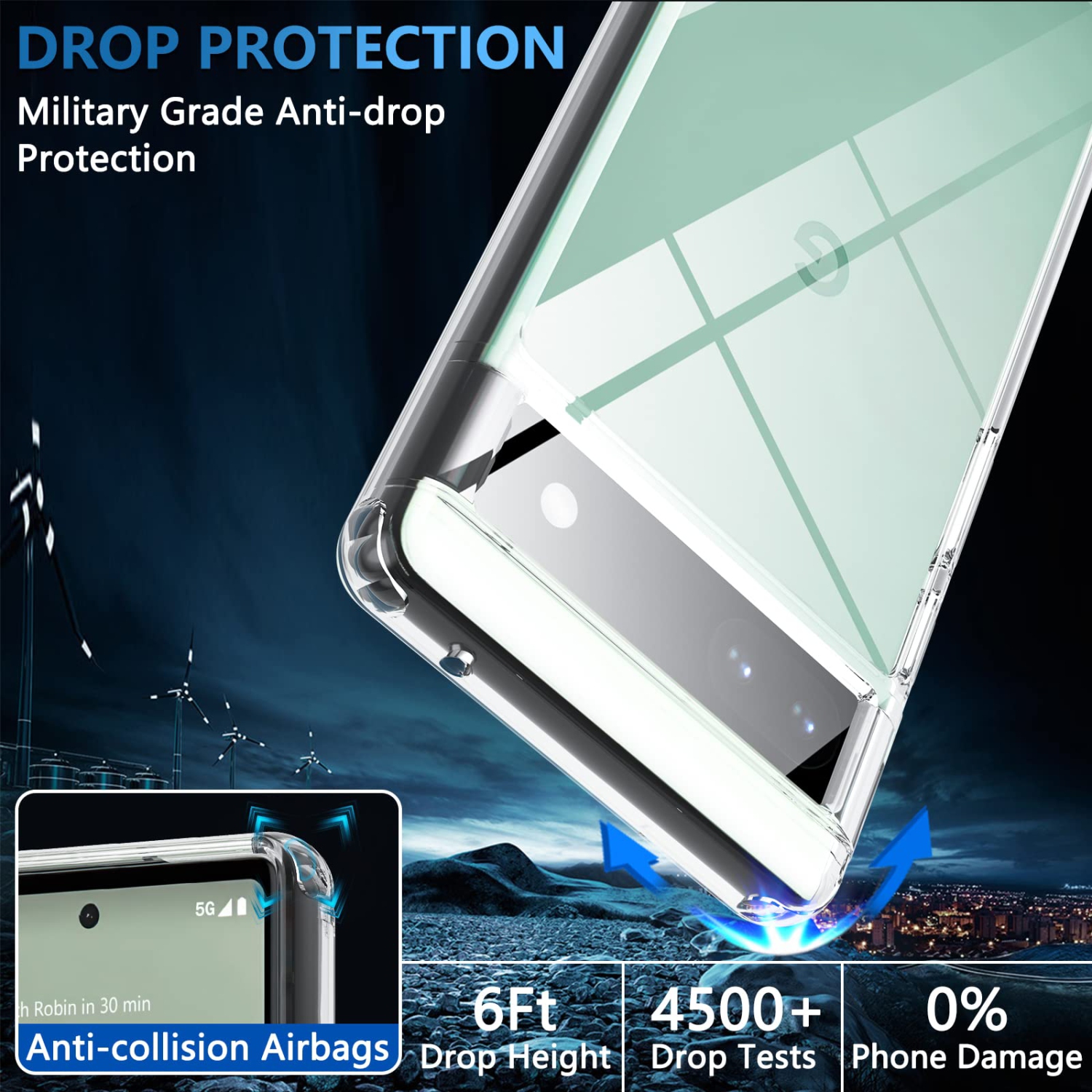 for Google Pixel 6a Case, Pixel 6a Phone Case Military Grade Heavy Duty Drop Shockproof Silicone TPU Rugged Protective Bumper Anti-Scratch Protective