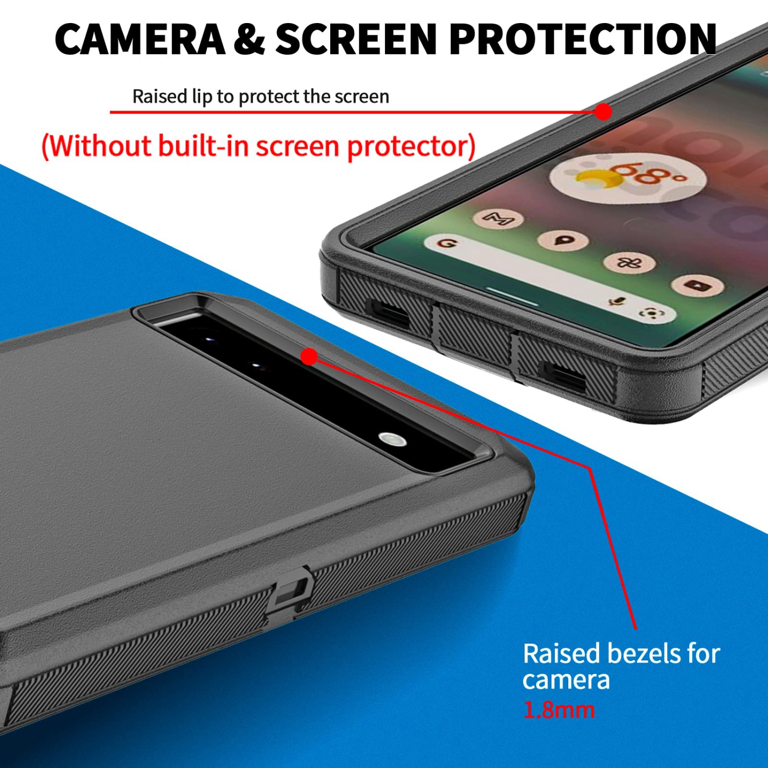 Case for Google Pixel 6a 5G, Pixel 6a Phone Case Heavy Duty Shockproof Dustproof Rugged Defender Protective, 3 in 1 Bumper Cover for Google