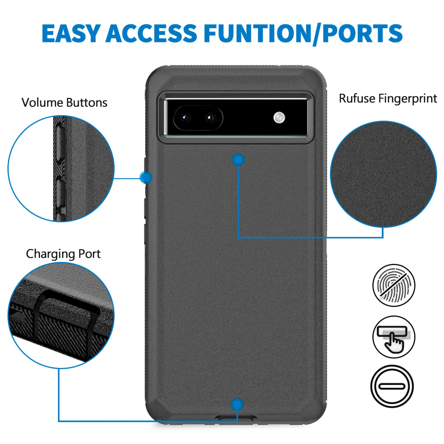 Case for Google Pixel 6a 5G, Pixel 6a Phone Case Heavy Duty Shockproof Dustproof Rugged Defender Protective, 3 in 1 Bumper Cover for Google