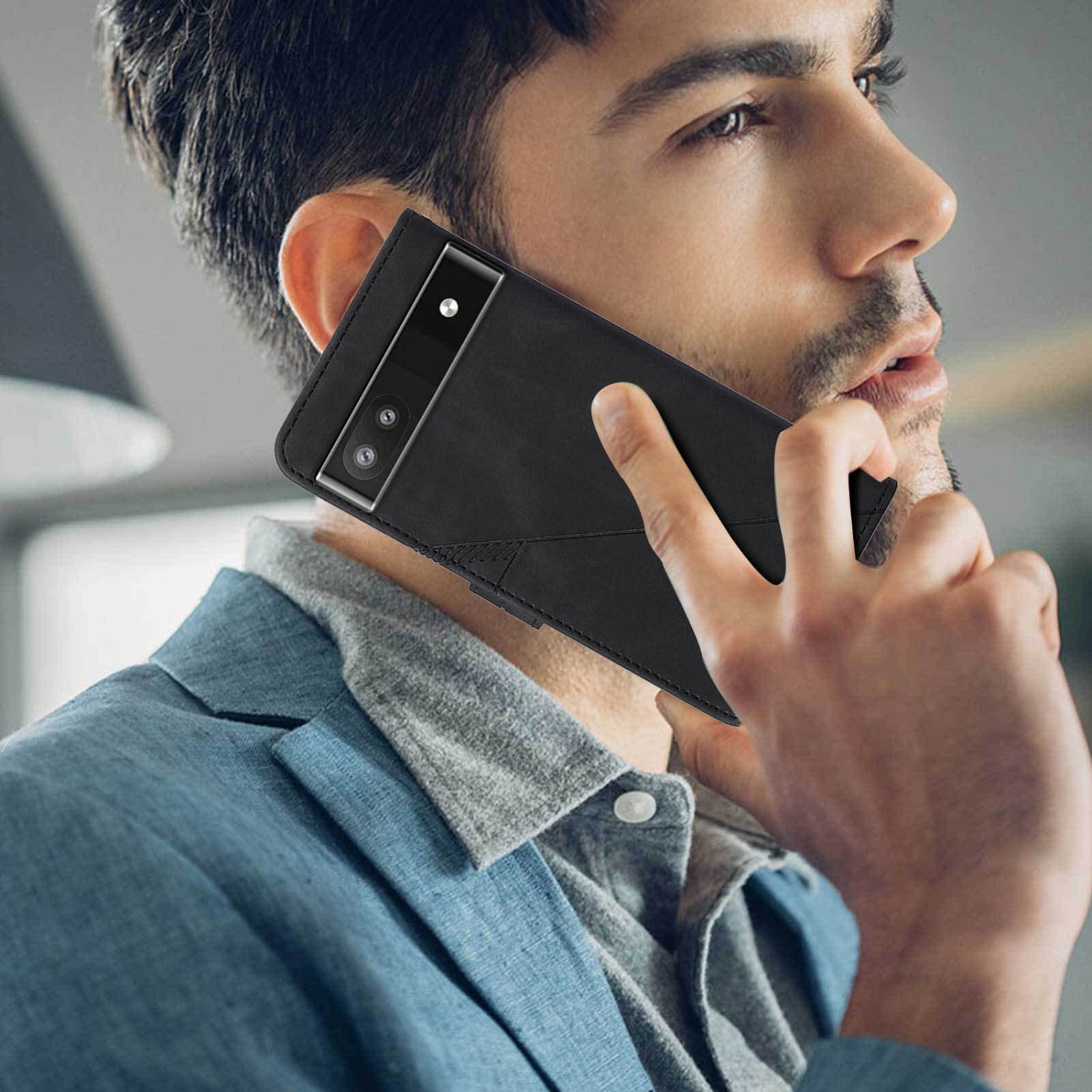 Étui portefeuille pour Pixel 6a, béquille en dragonne fentes pour carte et protecteur intérieur en TPUR pour Pixel 6a, étui folio à rabat en cuir de