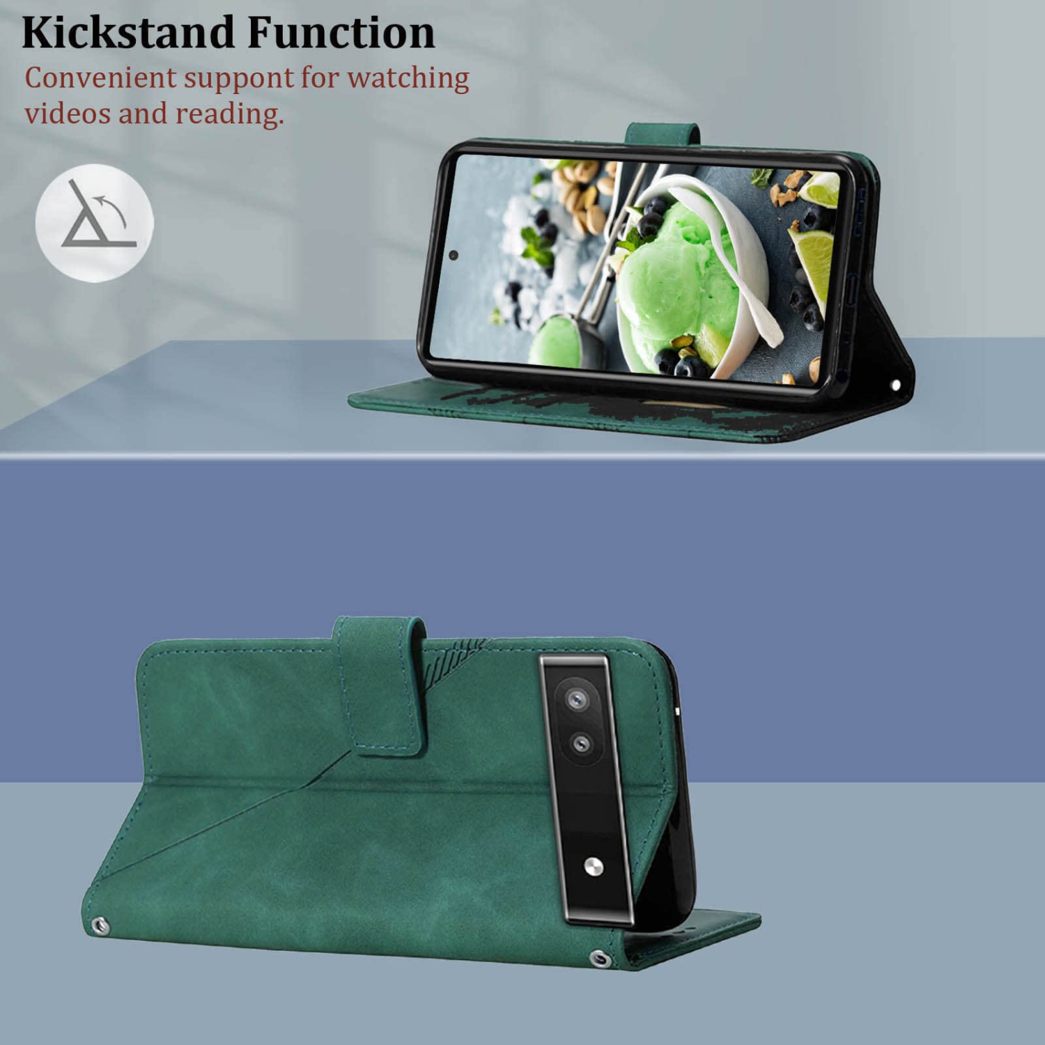 Étui portefeuille pour Pixel 6a, béquille en dragonne fentes pour carte et protecteur intérieur en TPUR pour Pixel 6a, étui folio à rabat en cuir de