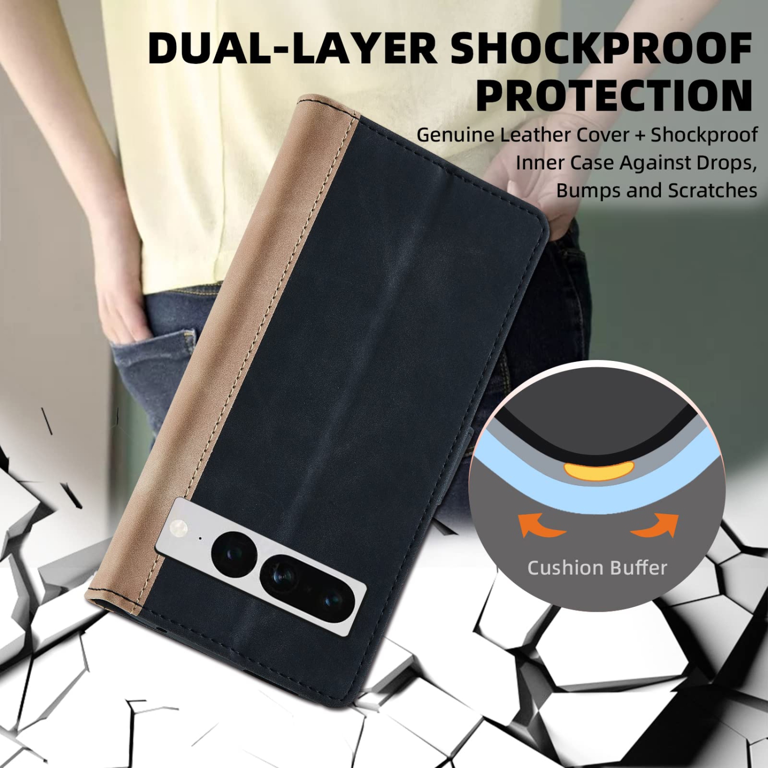 Google Pixel 7 Pro Case Wallet, Google Pixel 7 Pro Flip Case Premium PU Sturdy Leather Protective Magnetic Clasp Design Flip Case with Card Holder