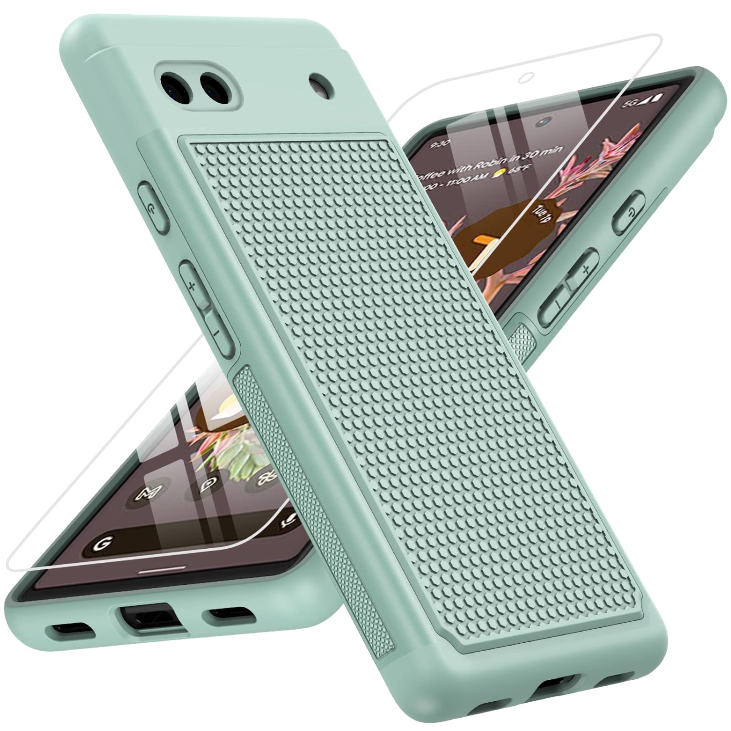 Google Pixel 6a Phone Case: Dual Layer Protective Heavy Duty Cell Phone Cover Shockproof Rugged with Non Slip Textured Back - Military Drop