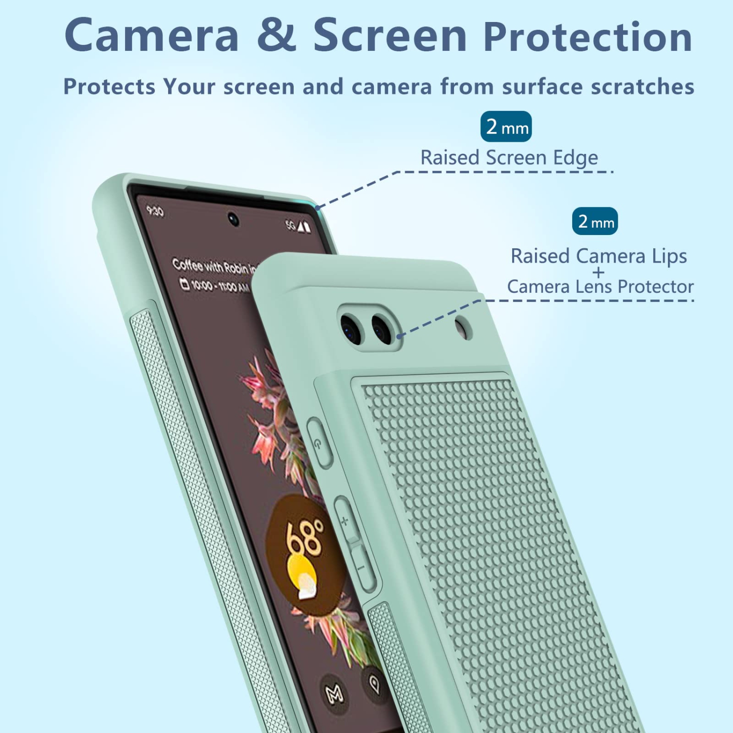 Google Pixel 6a Phone Case: Dual Layer Protective Heavy Duty Cell Phone Cover Shockproof Rugged with Non Slip Textured Back - Military Drop