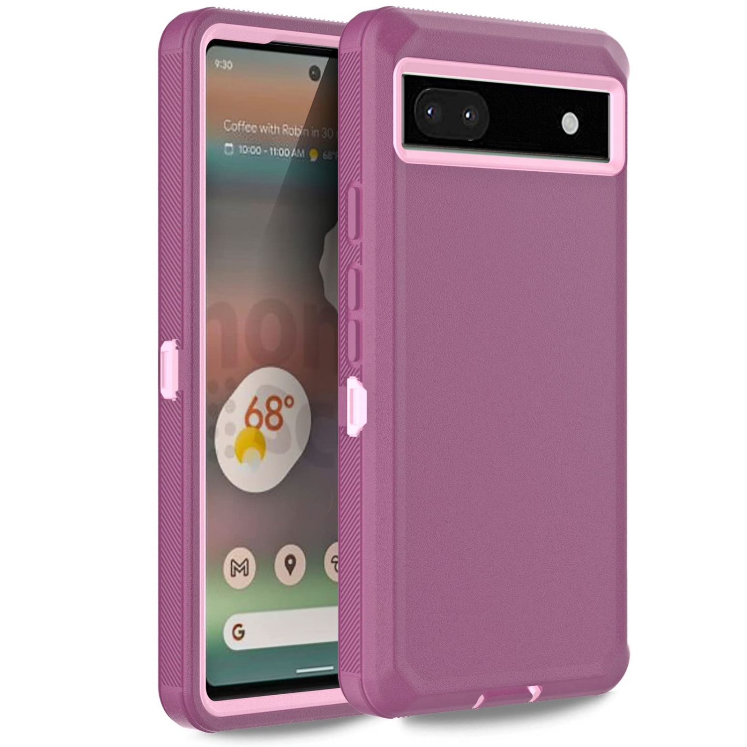 Étui robuste antichoc, robuste, hermétique à la poussière, robuste Defender, protecteur 3-en-1 pour Google 6a - Violet