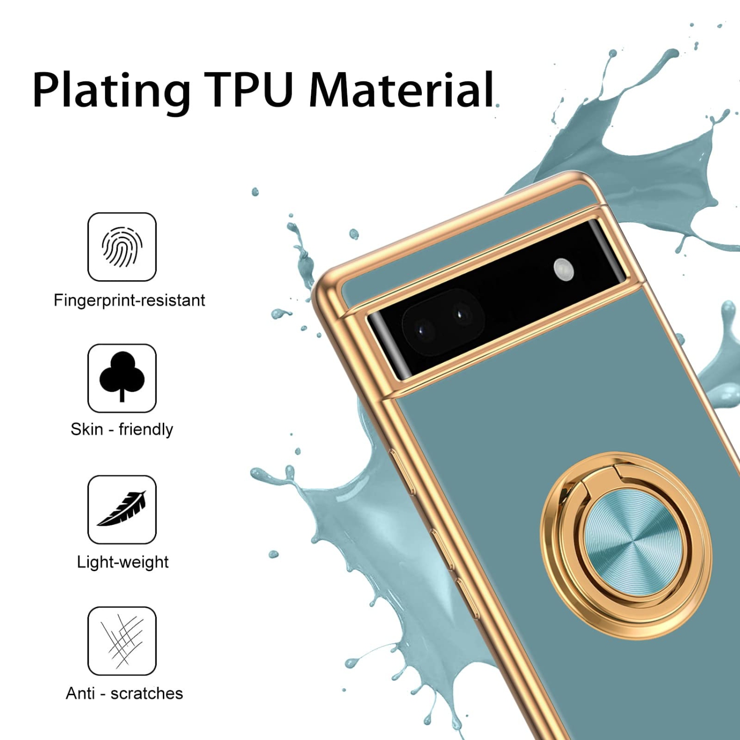 Étui pour Pixel 6a de Google, étui mince en silicone souple, support magnétique rotatif 360 degrés, béquille et béquille, protecteur antichoc, étui