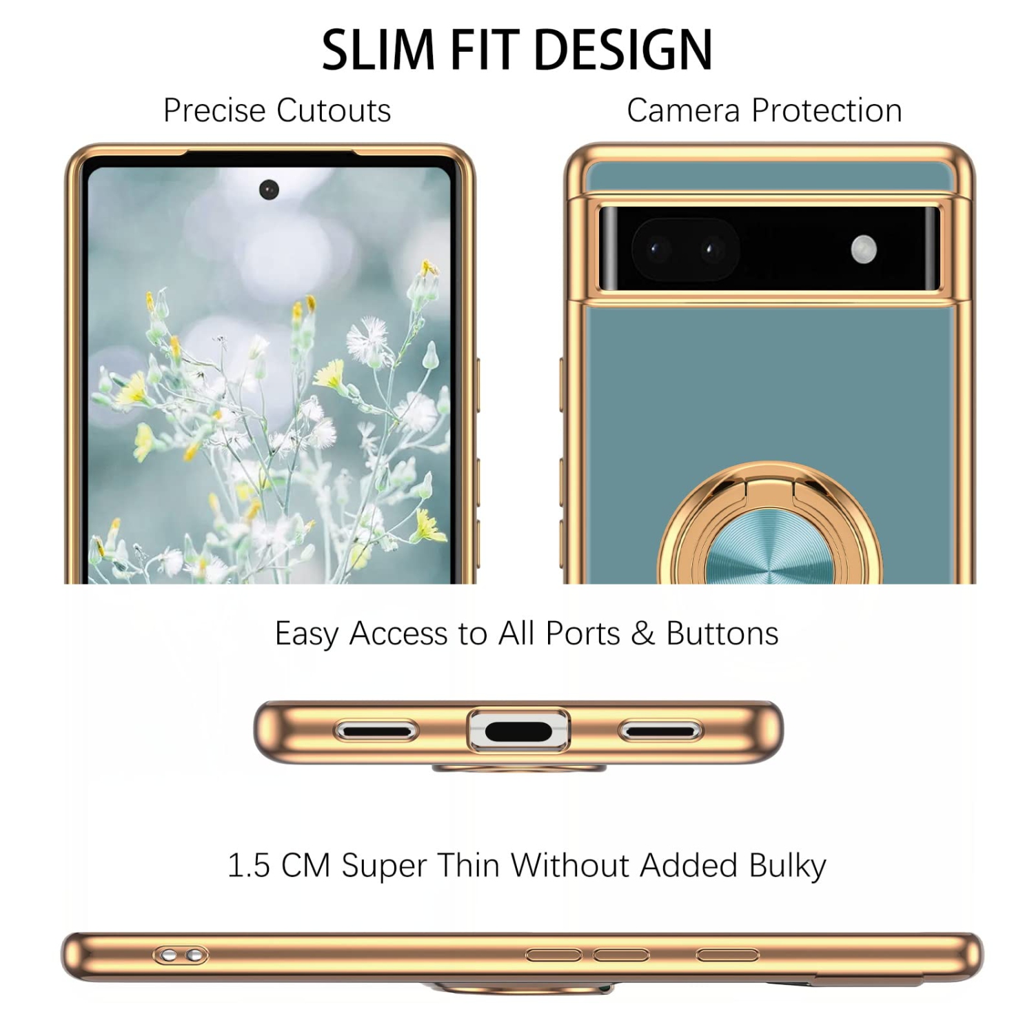 Étui pour Pixel 6a de Google, étui mince en silicone souple, support magnétique rotatif 360 degrés, béquille et béquille, protecteur antichoc, étui