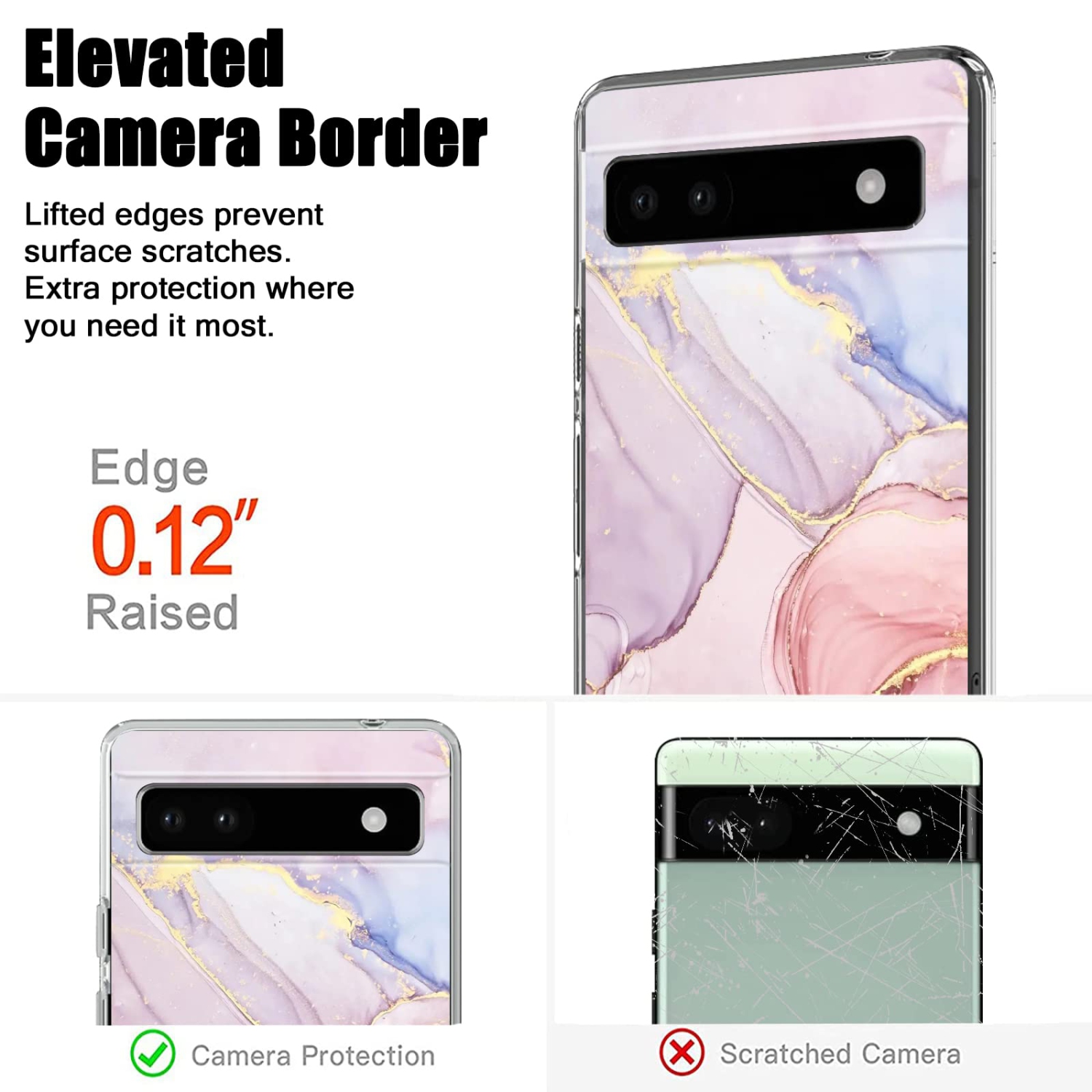 Phone Case for Google Pixel 6A with Gold Marble Flexible Design for Women Girls,Full-Body Protection Soft TPU Slim Case Skin Cover Compatible with