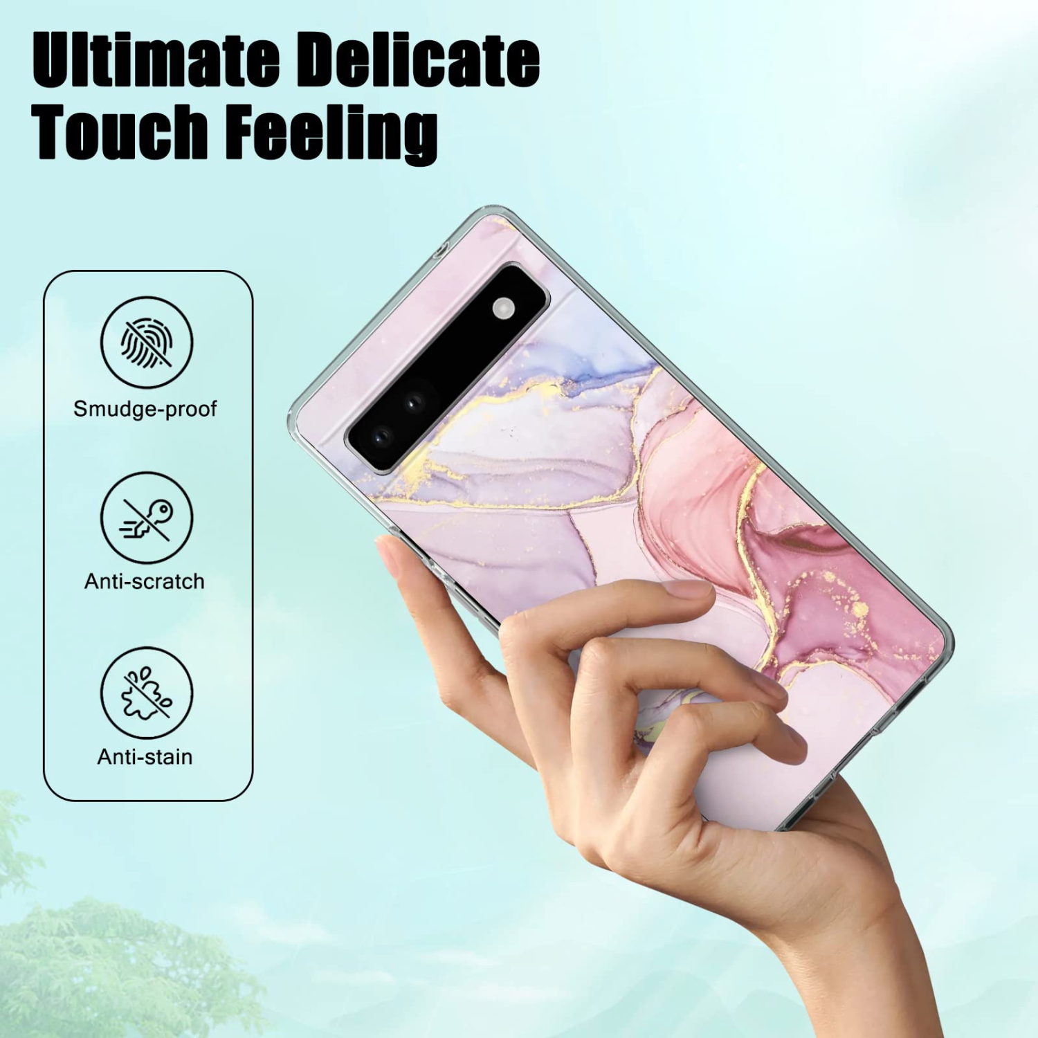 Phone Case for Google Pixel 6A with Gold Marble Flexible Design for Women Girls,Full-Body Protection Soft TPU Slim Case Skin Cover Compatible with