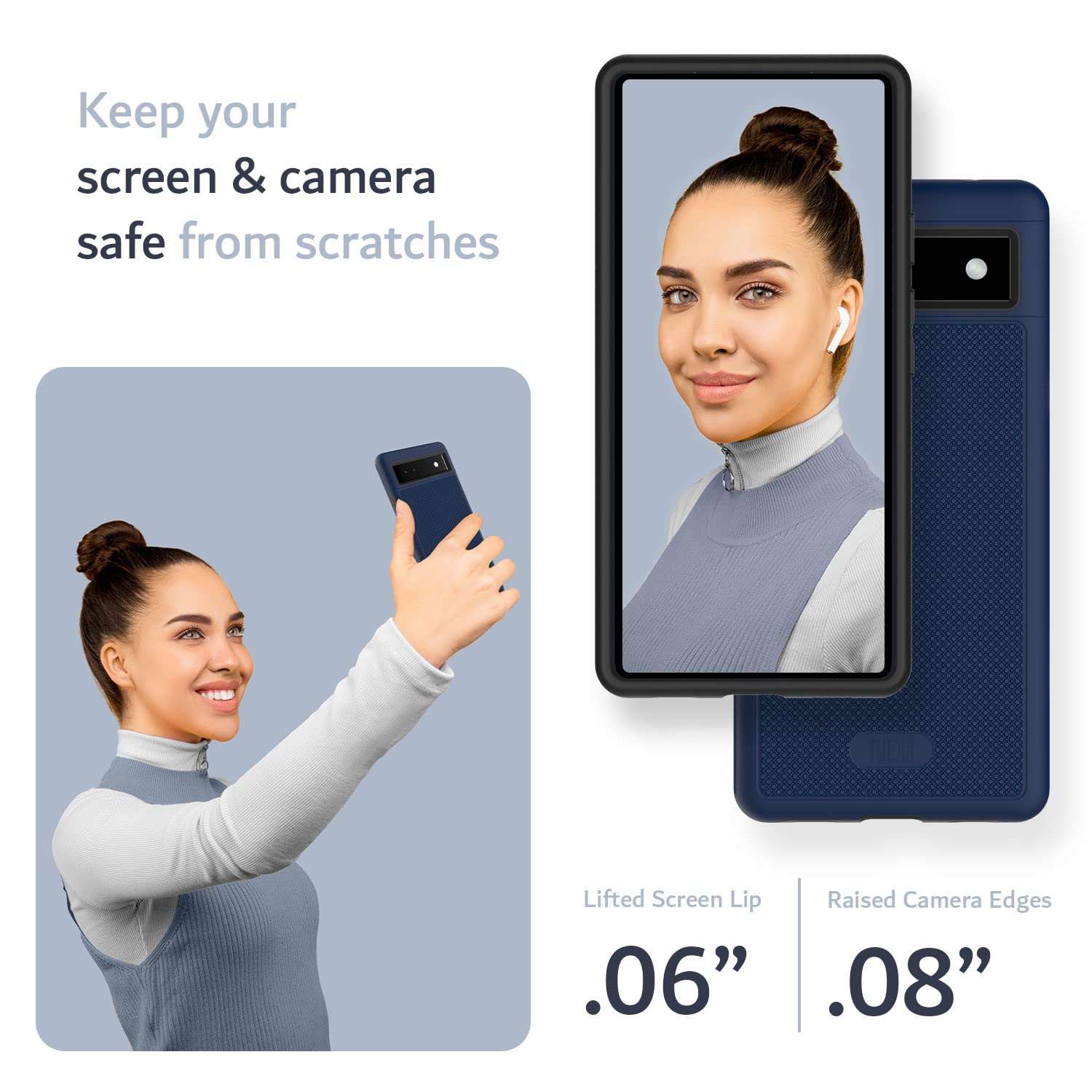 Étui DualShield conçu pour le Pixel 6a de Google, étui protecteur mince double couche antichoc MergeGrip de qualité militaire pour Pixel 6a (bleu