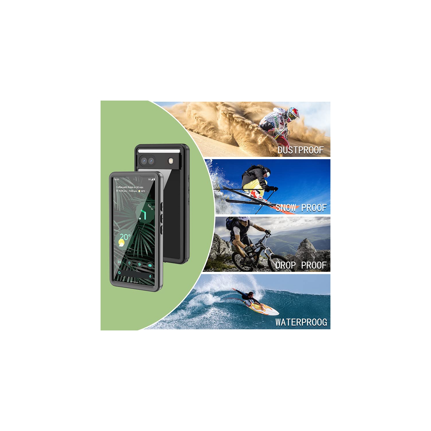 Étui étanche, résistant aux chocs, étanche et certifié IP68, étui complet pour Pixel 6a 2022 de Google