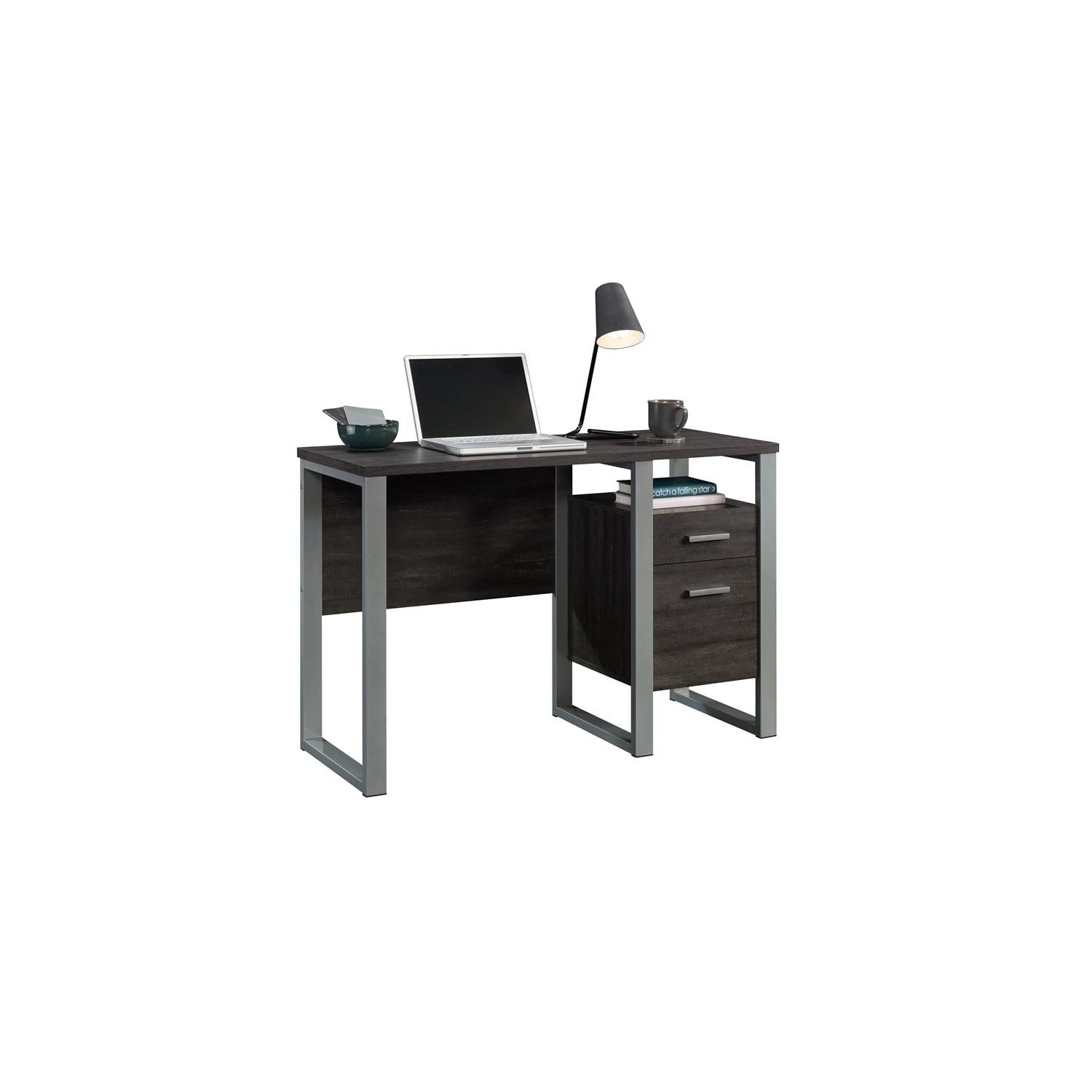 Sauder Rock Glen Engineered Wood and Metal Desk in Blade Walnut