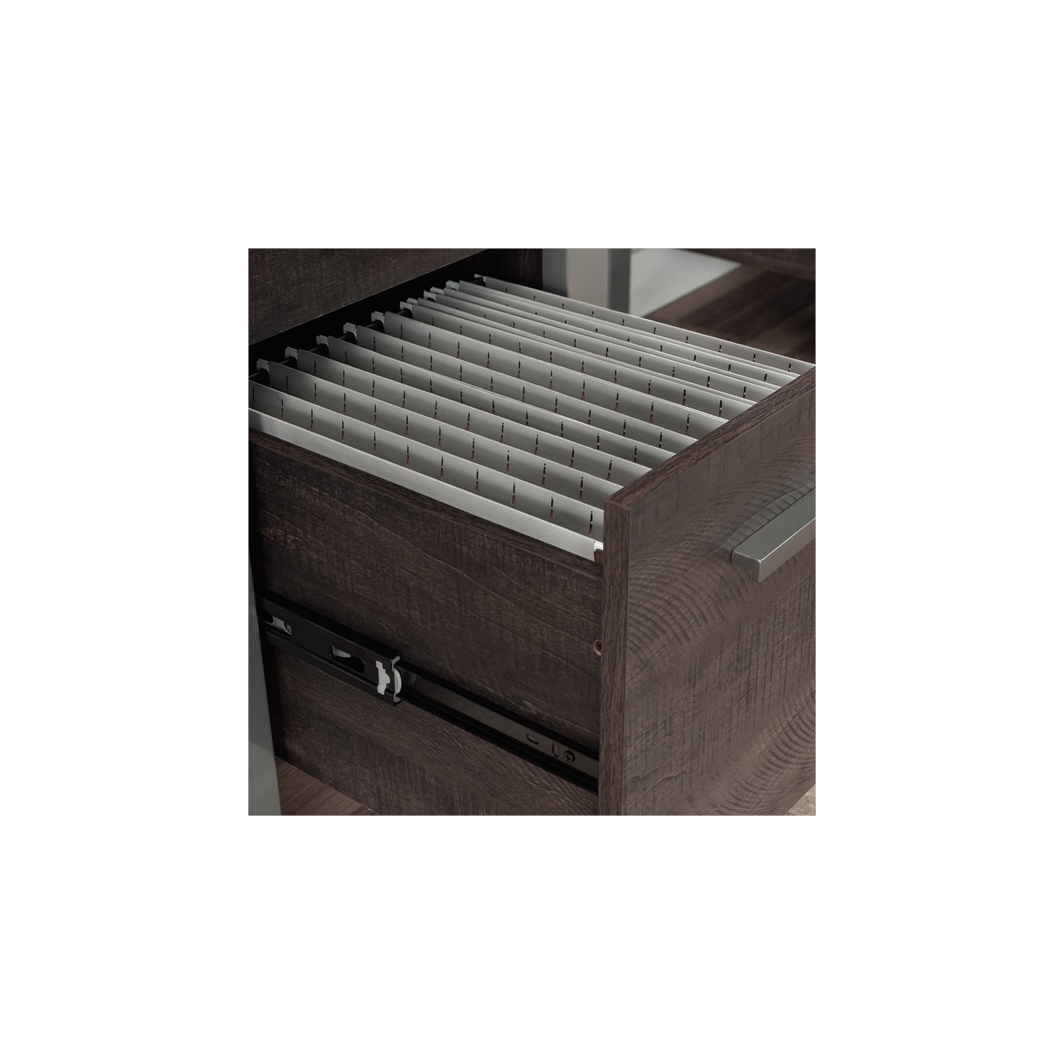 Sauder Rock Glen Engineered Wood and Metal Desk in Blade Walnut