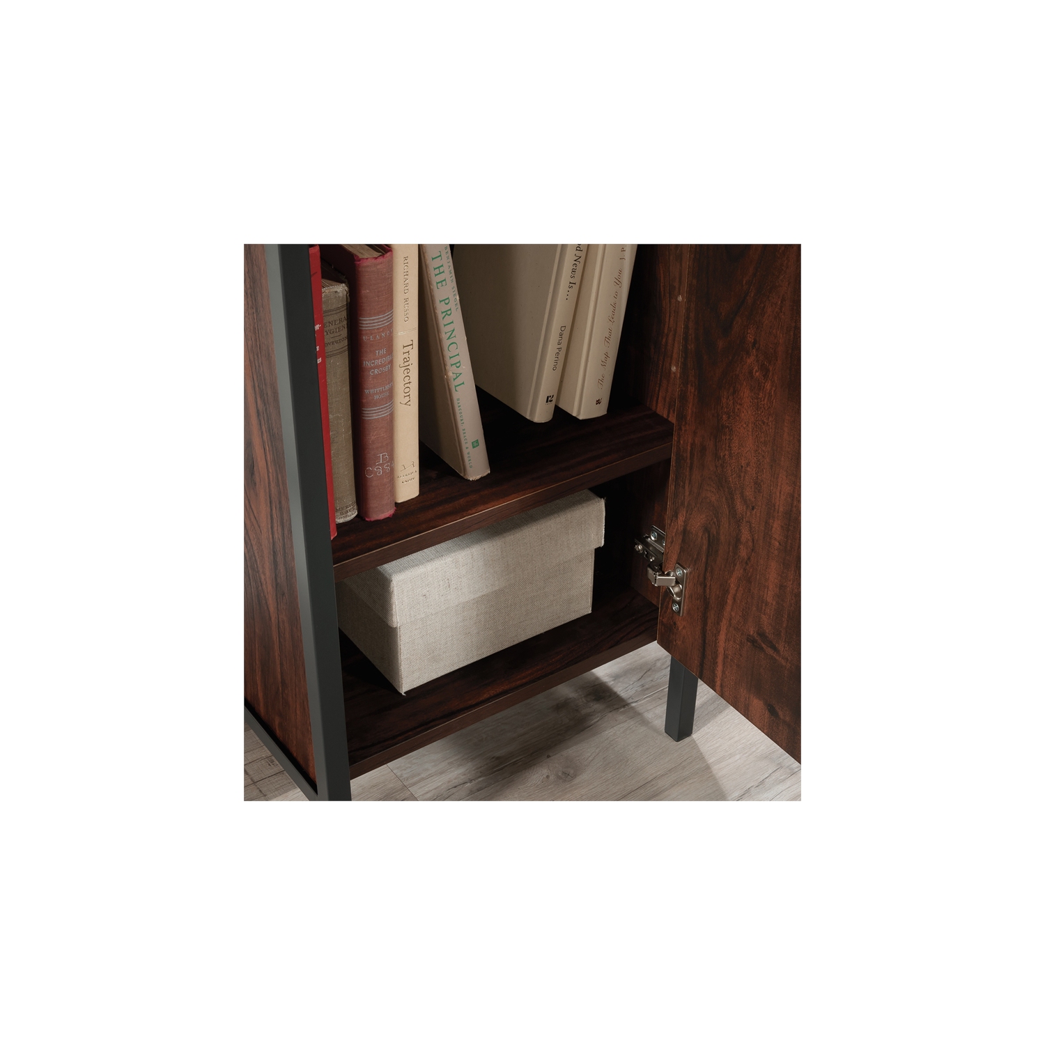 Sauder – Bureau en bois d’ingénierie et en métal Market Commons, noyer riche