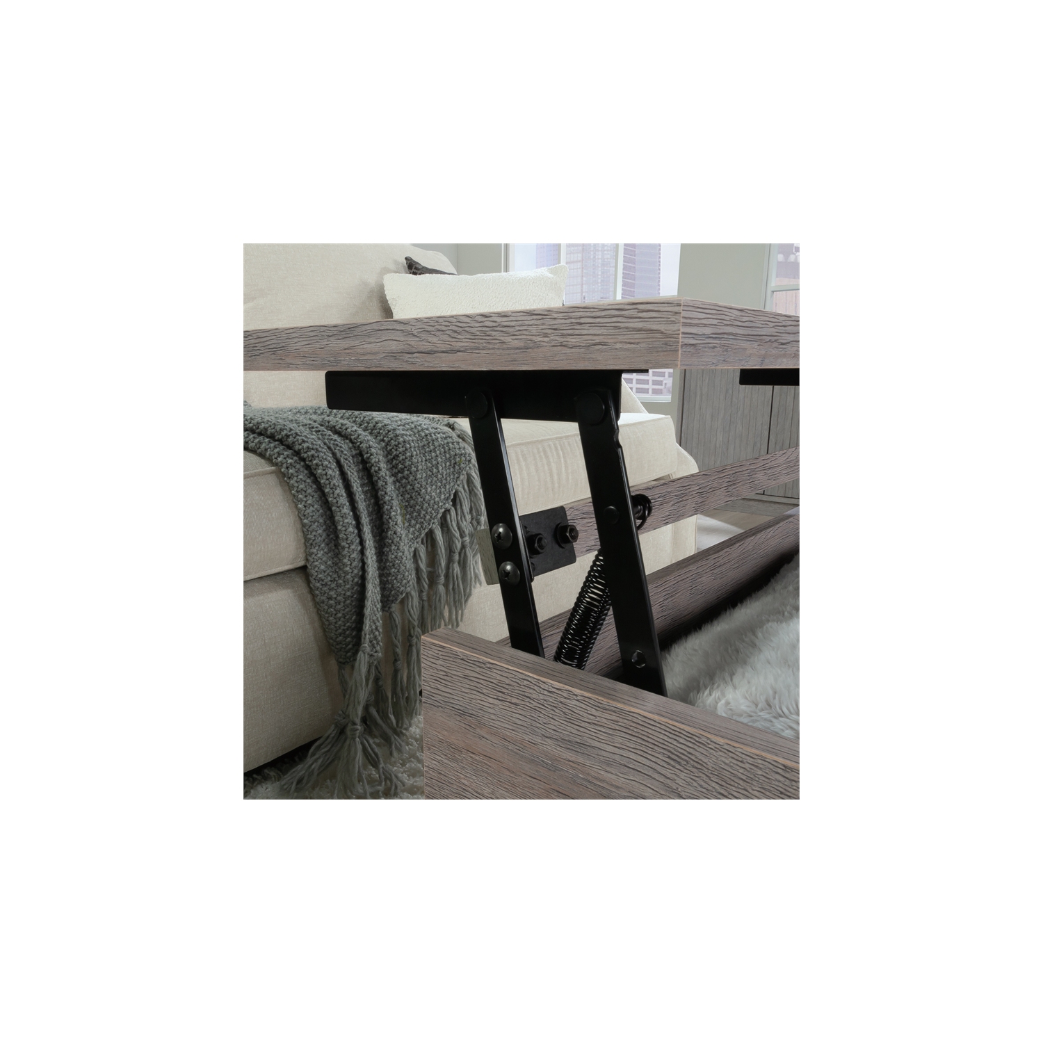 Sauder East Rock Engineered Wood Lift Top Coffee Table in Ashen Oak