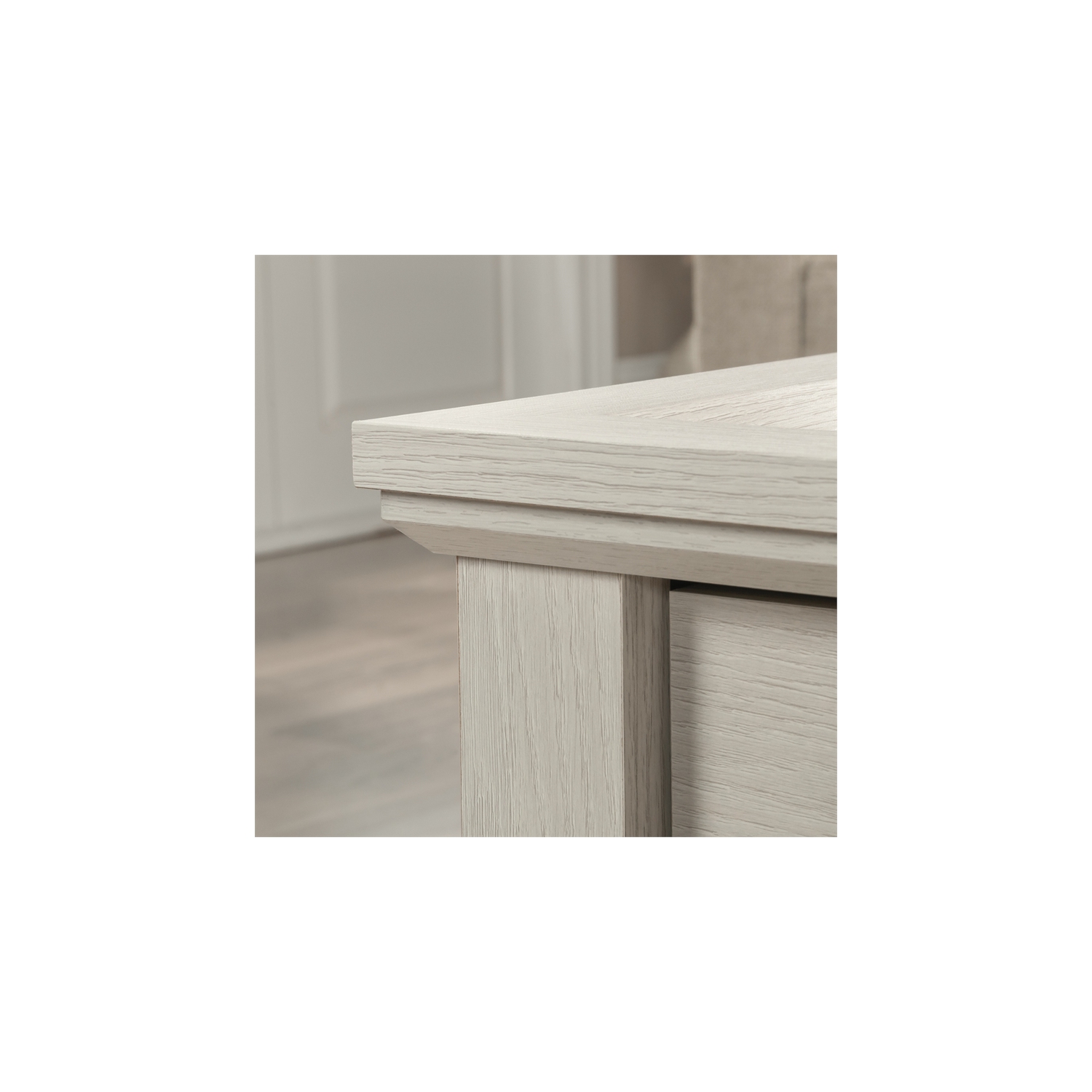 Sauder Larkin Ledge Engineered Wood and Metal Coffee Table in Glacier Oak