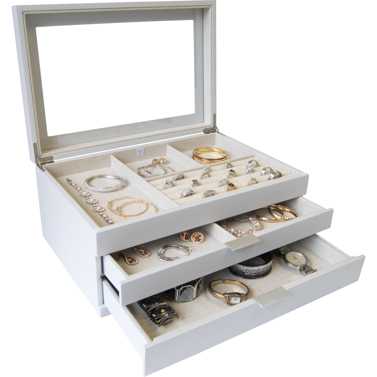 Coffret à bijoux en bois avec couvercle en verre Misty de Gunther Mele