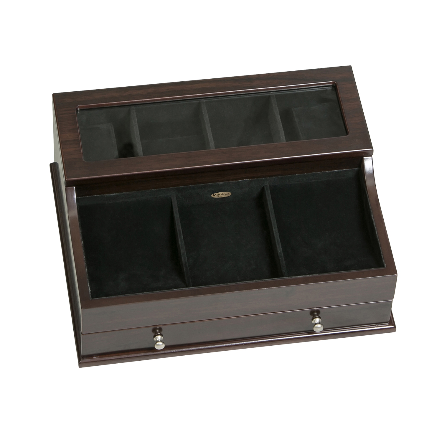 Coffret de rangement en bois pour dessus de commode en verre pour hommes Hampden de Gunther Mele et Co