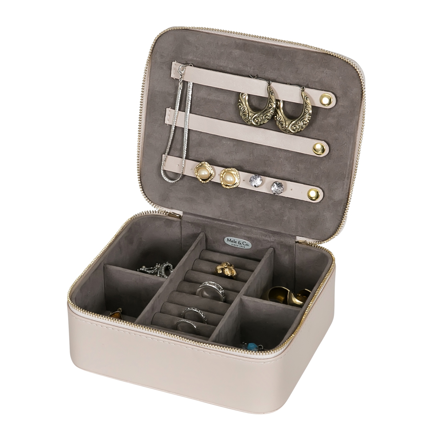 Étui à bijoux de voyage en similicuir havane Shiloh de Gunther Mele et Co