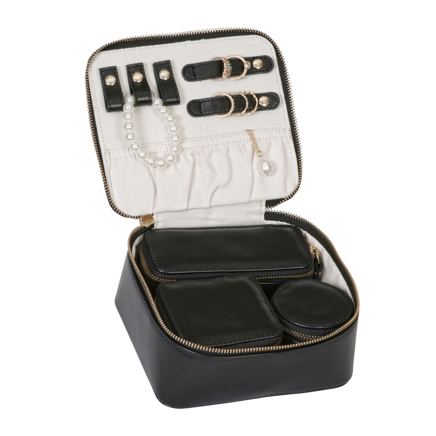Mele and Co Black Bento Travel Jewelry Case