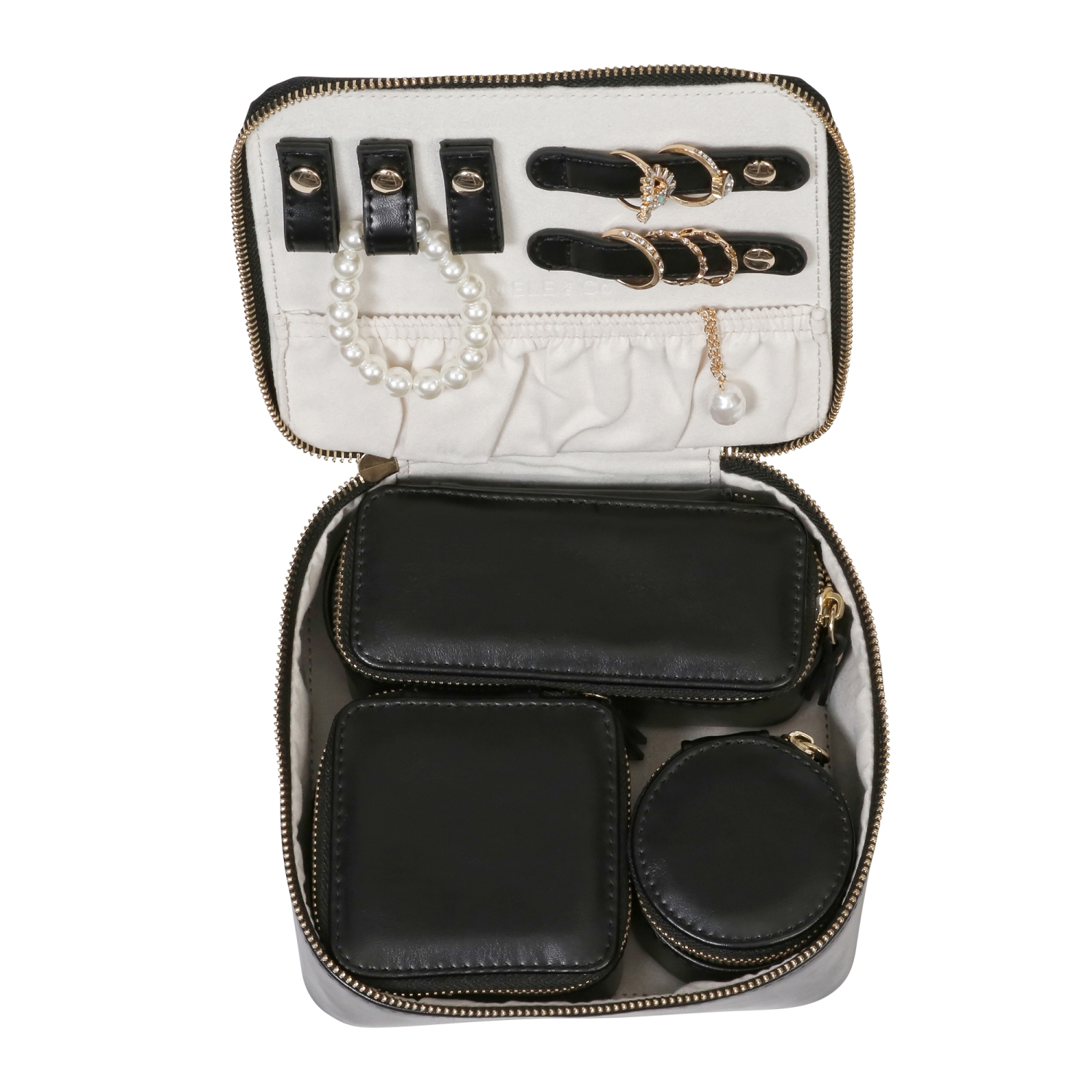 Mele and Co Black Bento Travel Jewelry Case