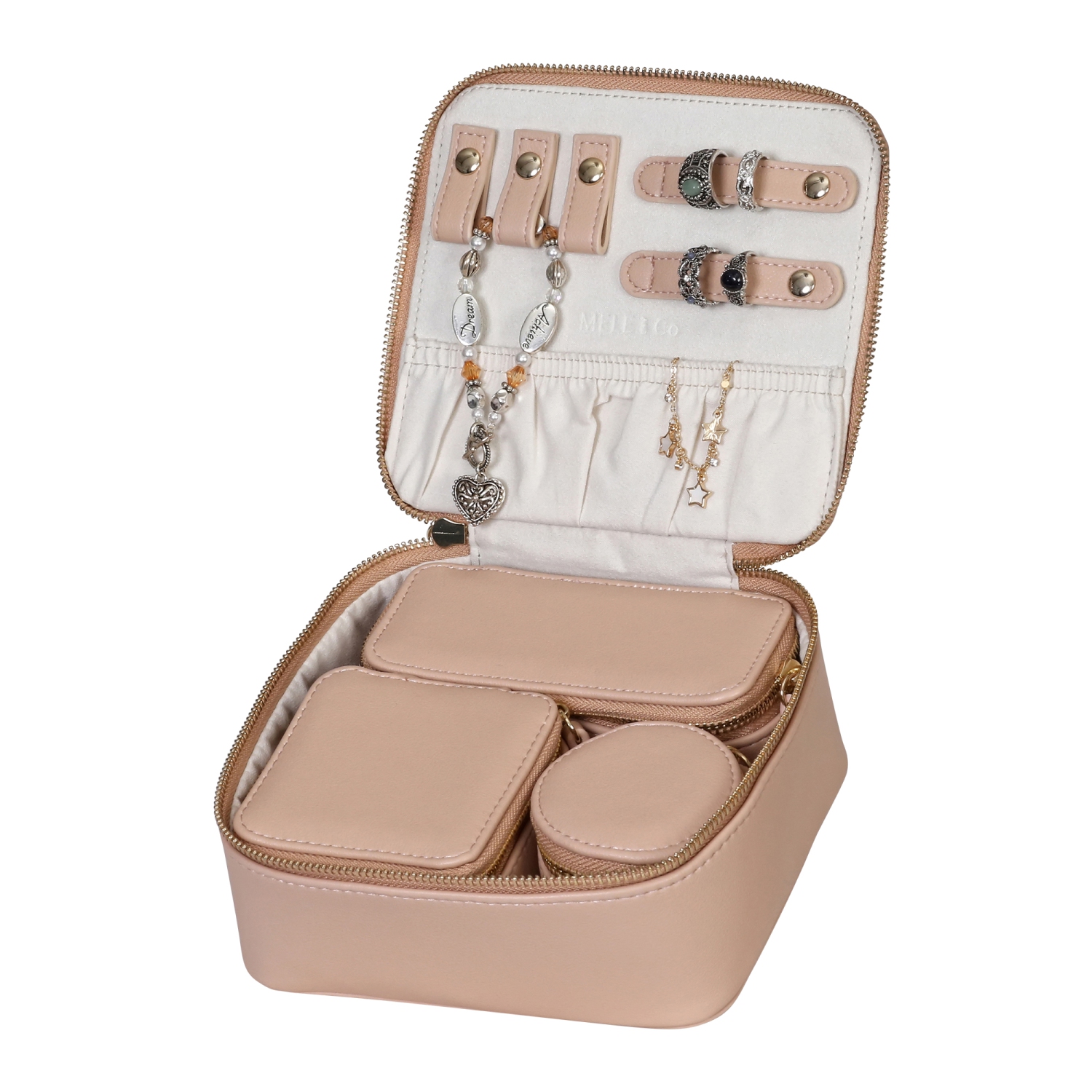 Mele and Co Buff Bento Travel Jewelry Case
