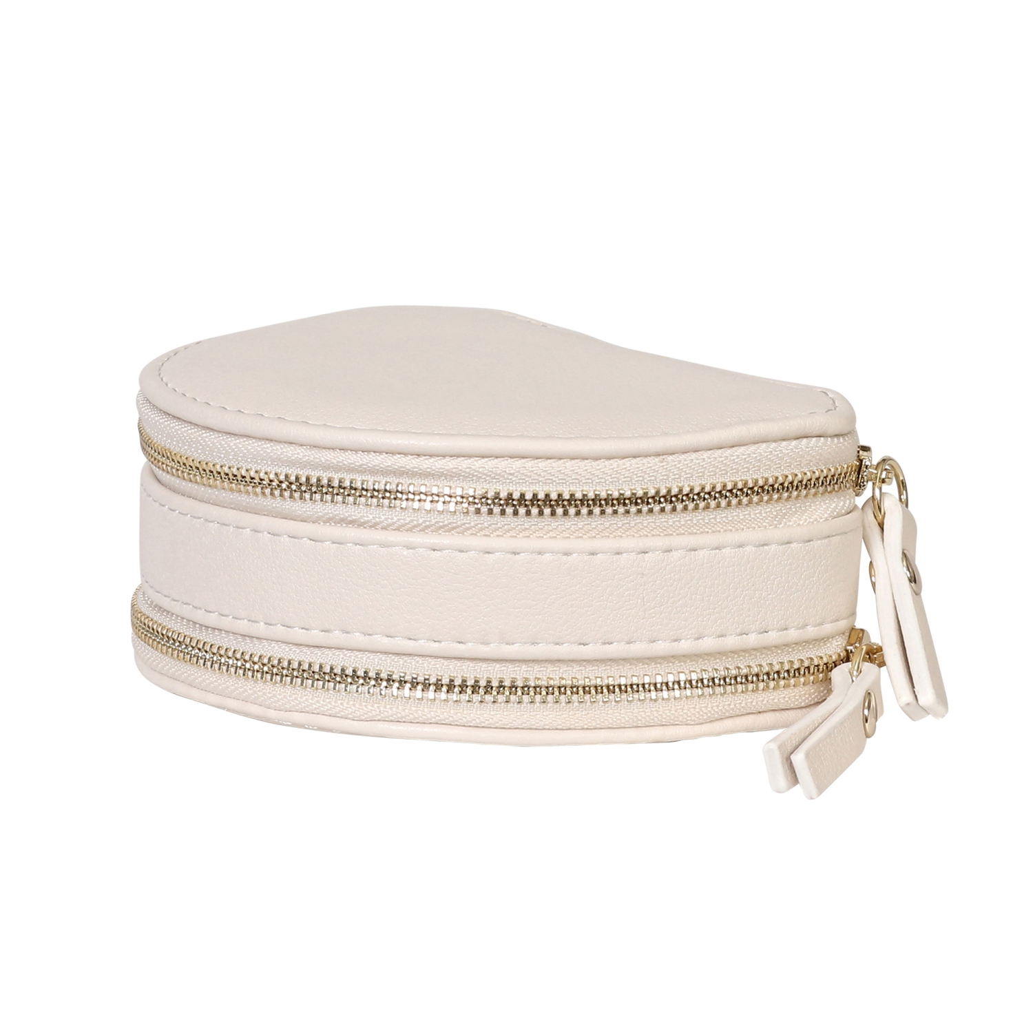 Gunther Mele et Co Duo – Mini coffret à bijoux de voyage en cuir végétalien, écru