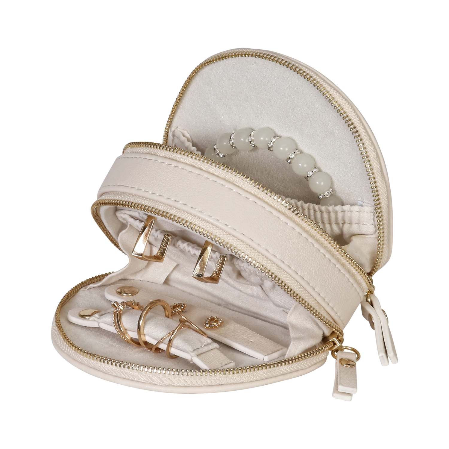 Gunther Mele et Co Duo – Mini coffret à bijoux de voyage en cuir végétalien, écru