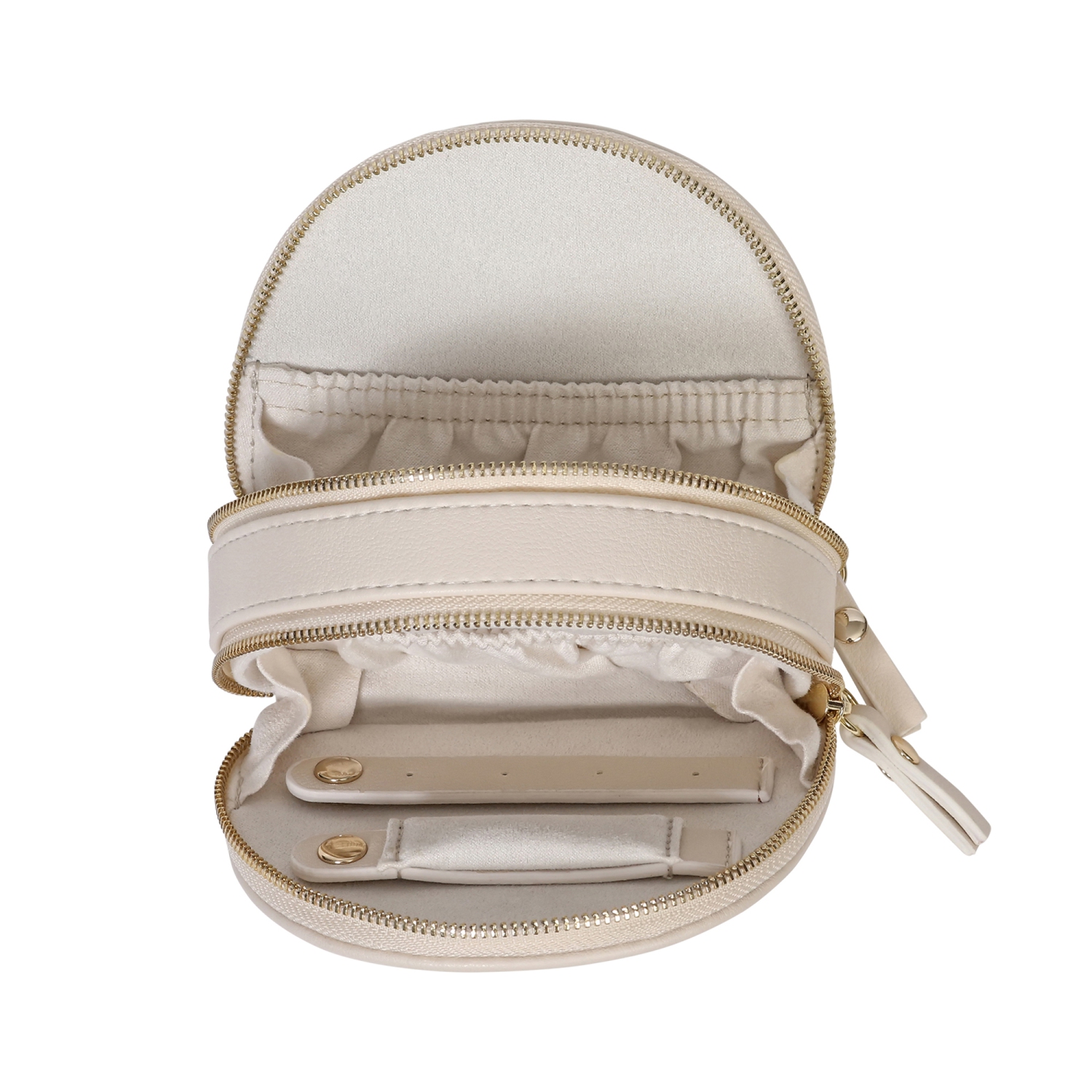 Gunther Mele et Co Duo – Mini coffret à bijoux de voyage en cuir végétalien, écru