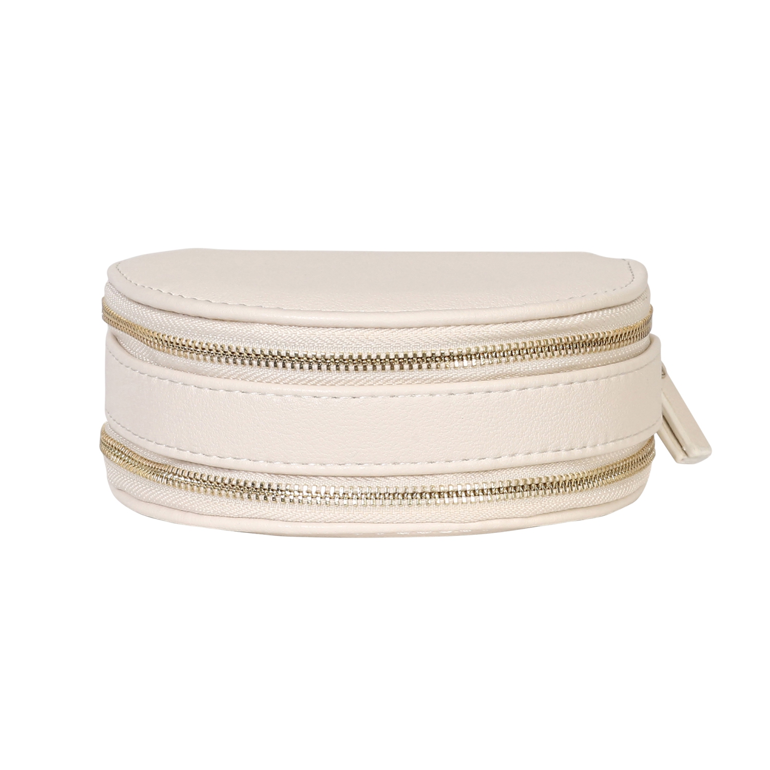 Gunther Mele et Co Duo – Mini coffret à bijoux de voyage en cuir végétalien, écru